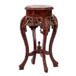 Teak richly decorated hokker