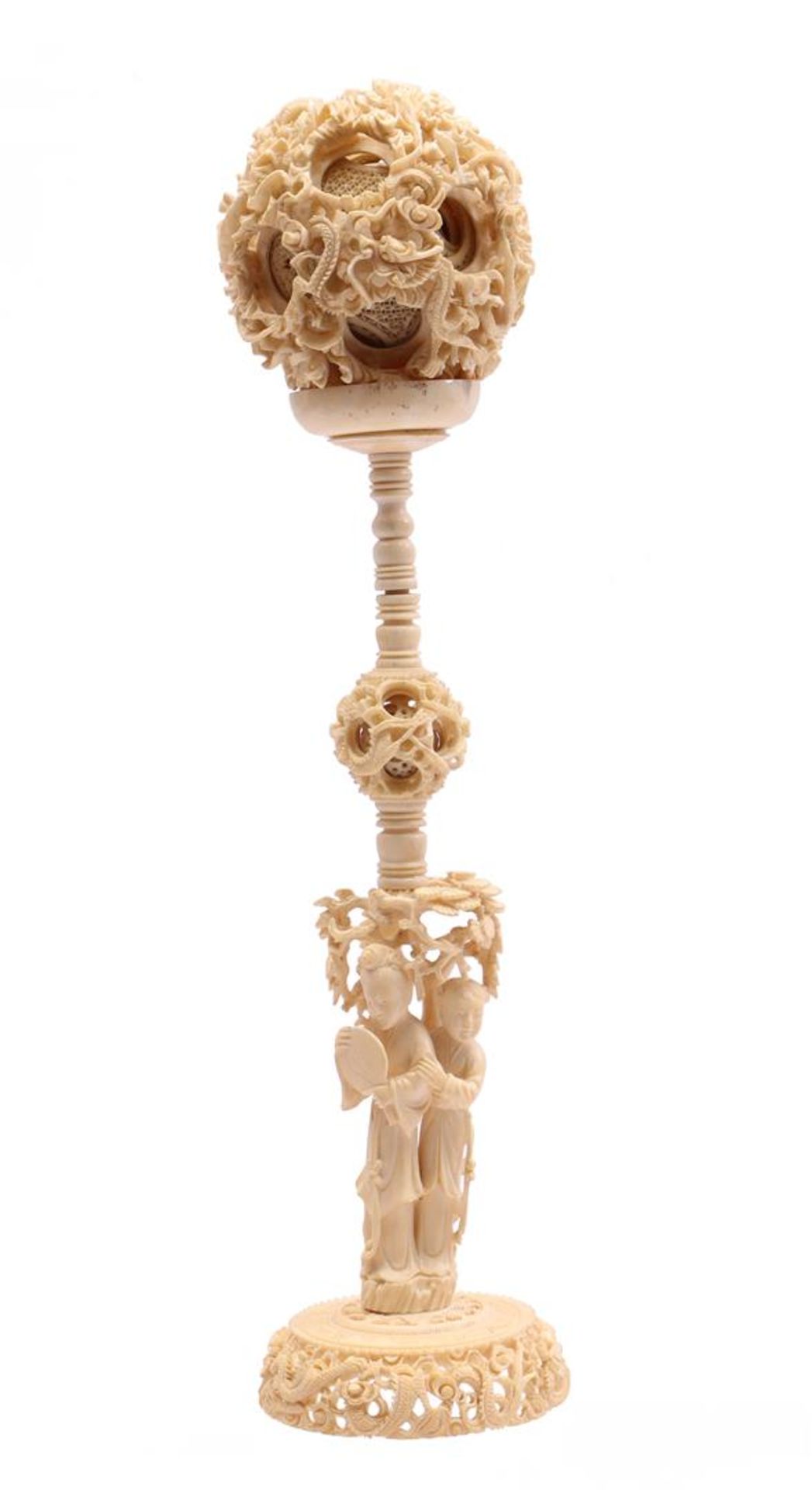 Richly carved ivory ball