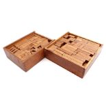 2 wooden block boxes