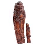 2 wooden statues