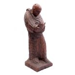 Wooden carved statue of a monk