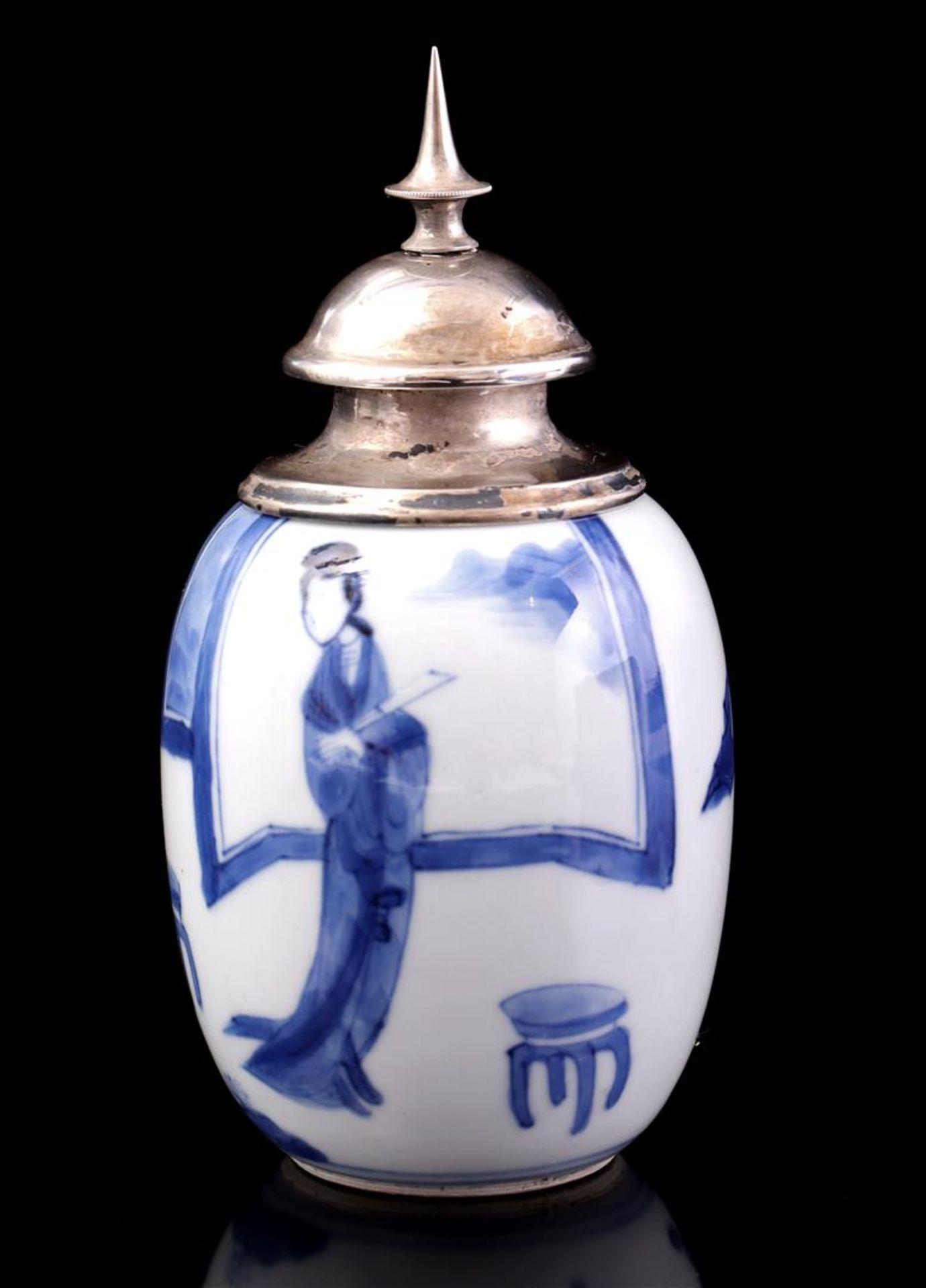 Egg-shaped porcelain tea caddy - Image 2 of 5