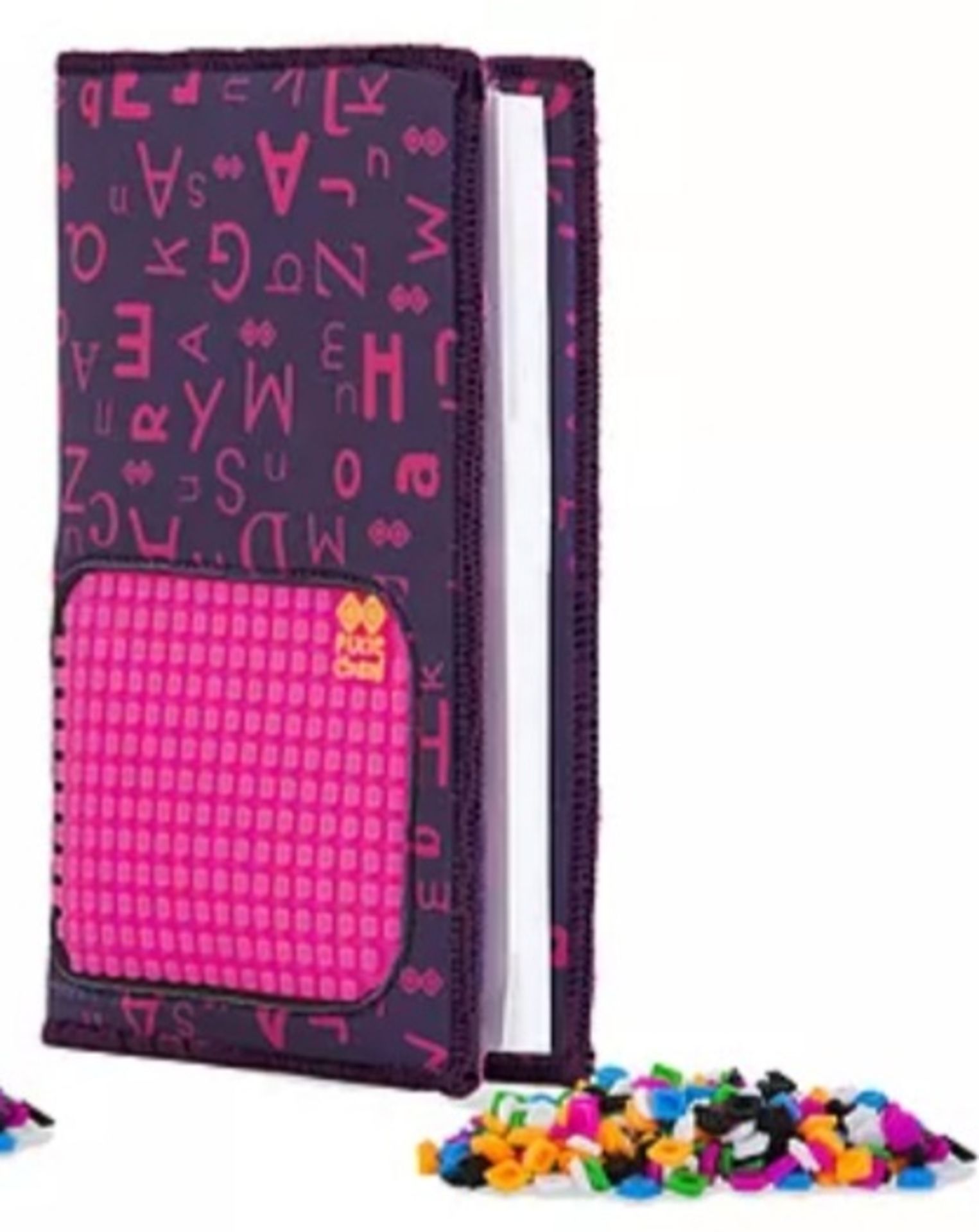 X 10 PIXEL CREW CREATIVE PIXELATED DIARY WITH PURPLE ALPHABETE CASE. TOTAL RRP £167.