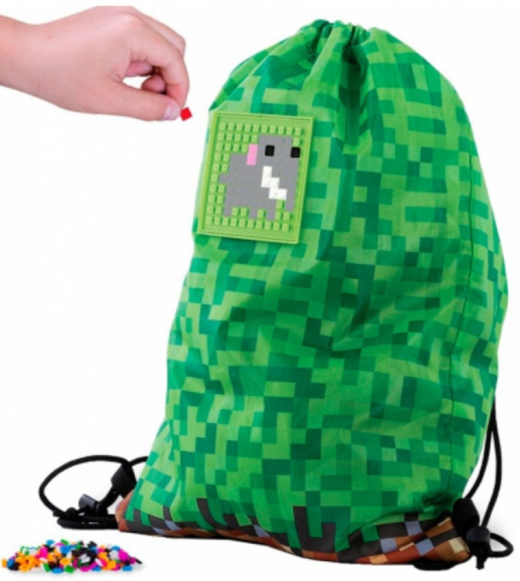 X15 BRAND NEW PIXEL CREW CREATIVE DRAWSTRING BAGS, GREEN. TOTAL RRP £119.88