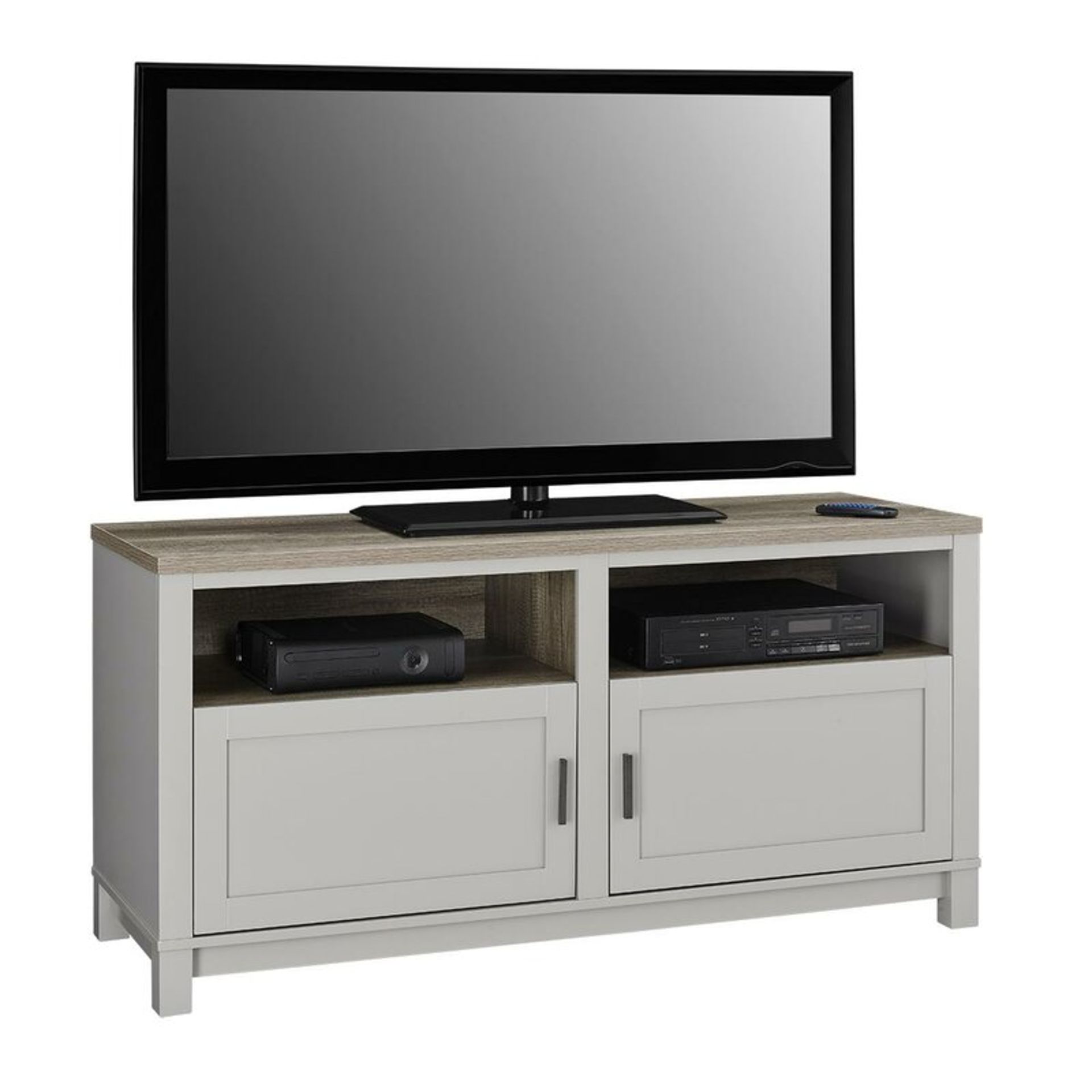 PALMERSTON TV STAND FOR TVs UP, COLOUR: GREY. SIZE W 136.40 x D 50.30 x H 68CM RRP £209.99