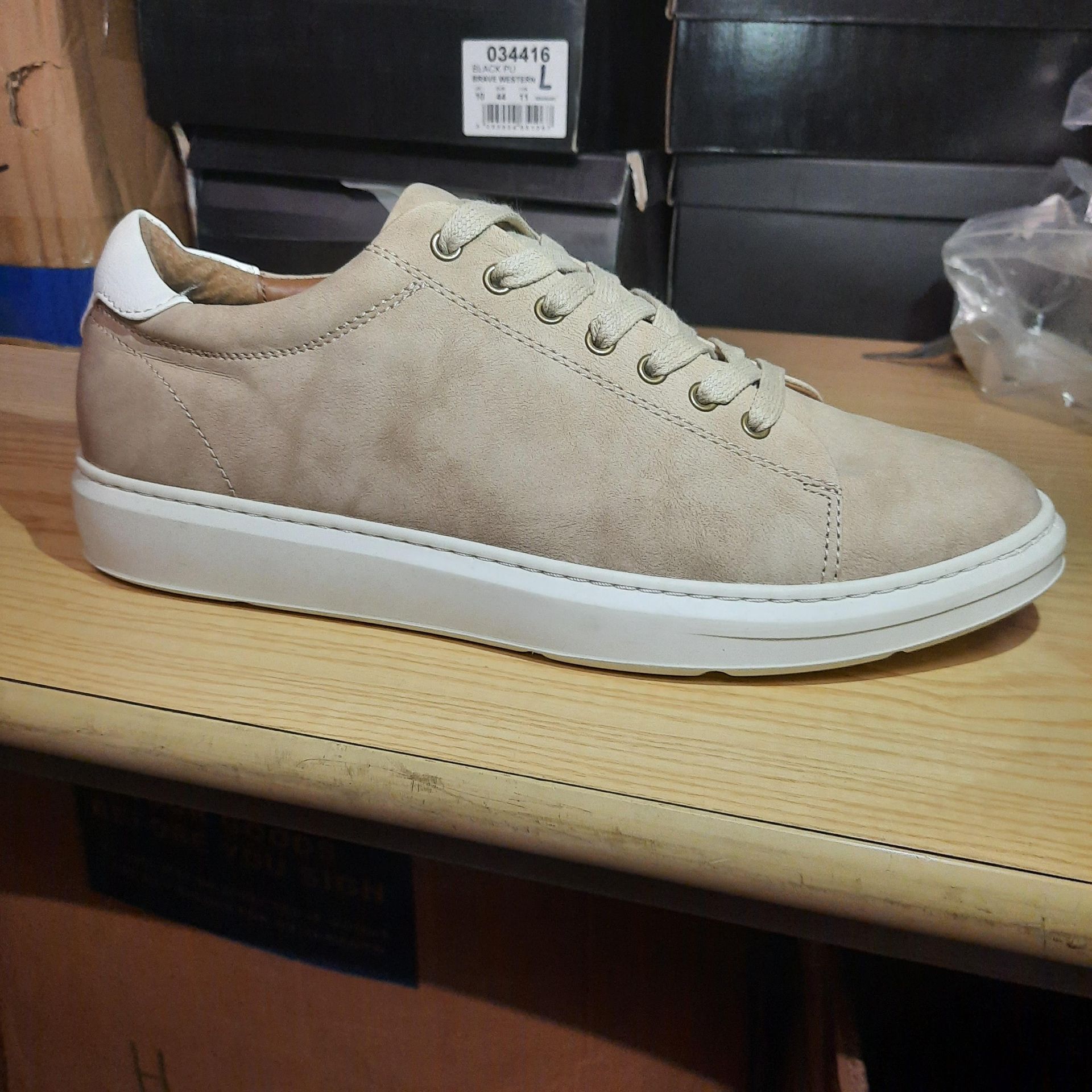 NEW & BAGUED BEIGE DRILL TRAINERS SIZES UK - 10/ EU - 44/ US - 11. RRP £39