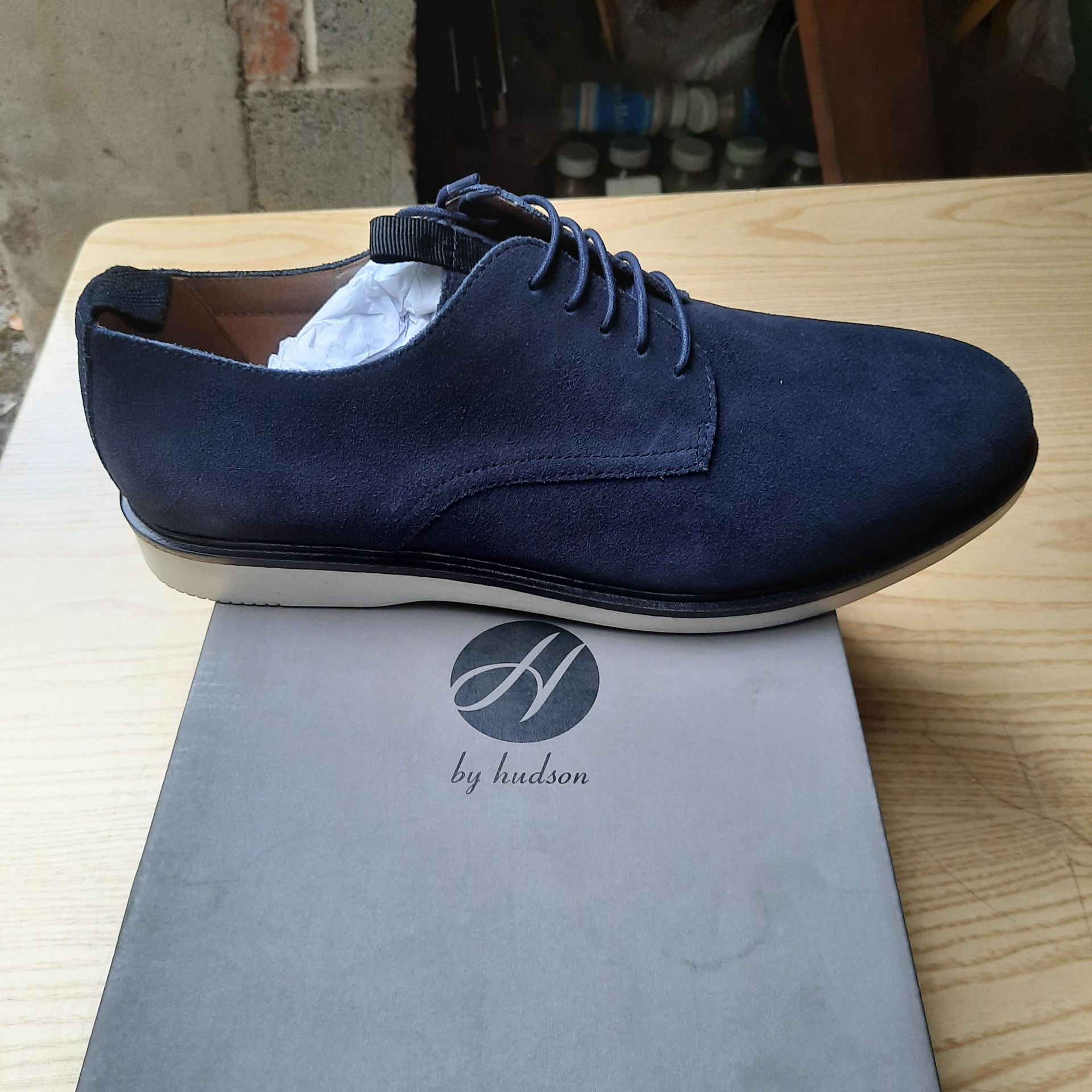 BOXED AND NEW CALVESTON NAVY GENTLEMANS SHOES SIZE UK - 10/ EU - 44/ US -11 BY HUDSON. RRP £65