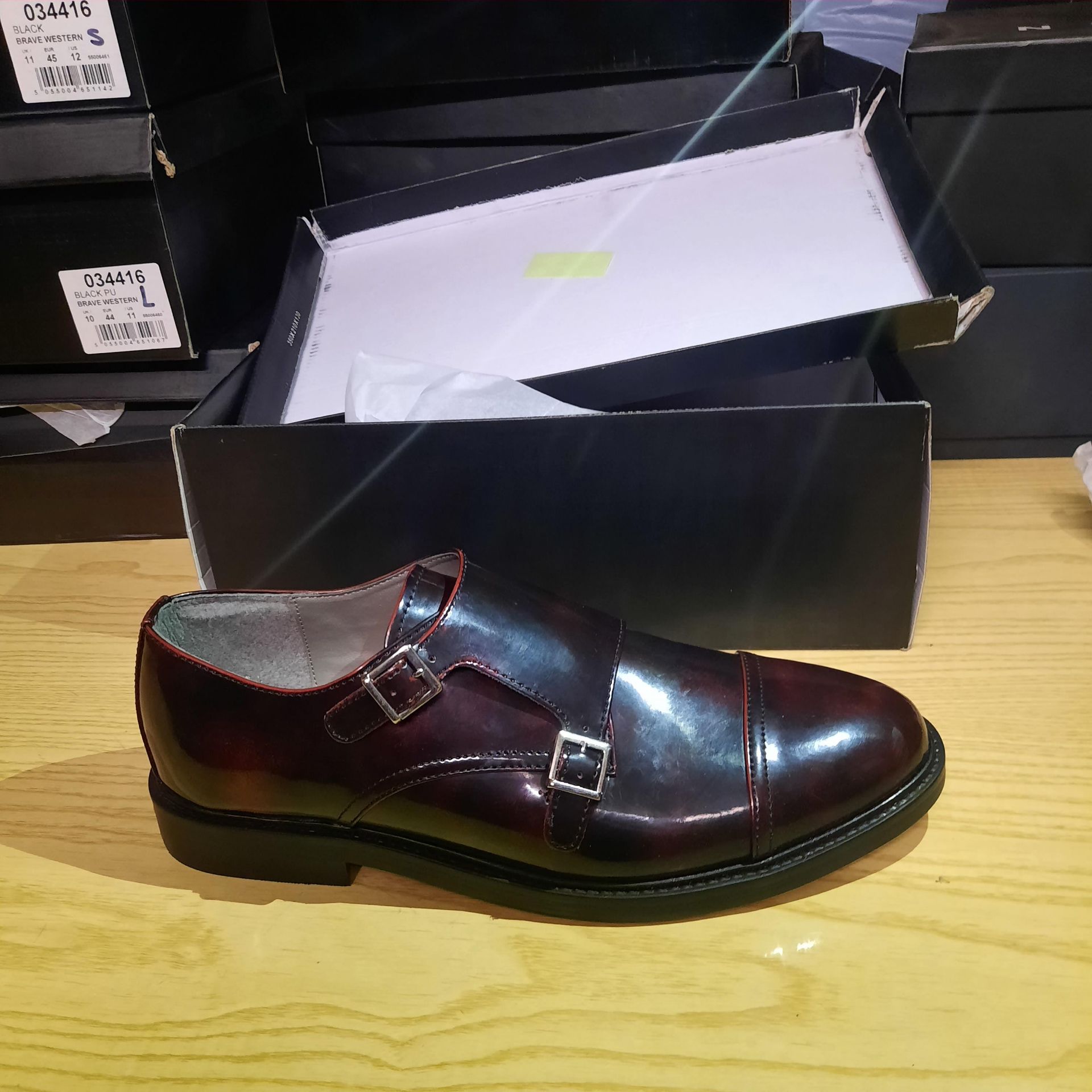 NEW & BOXED BURGUNDY TYGER MONK GENTLEMANS SHOES SIZE UK - 11/ EU - 45/ US -12 BY TOPMAN. RRP £49