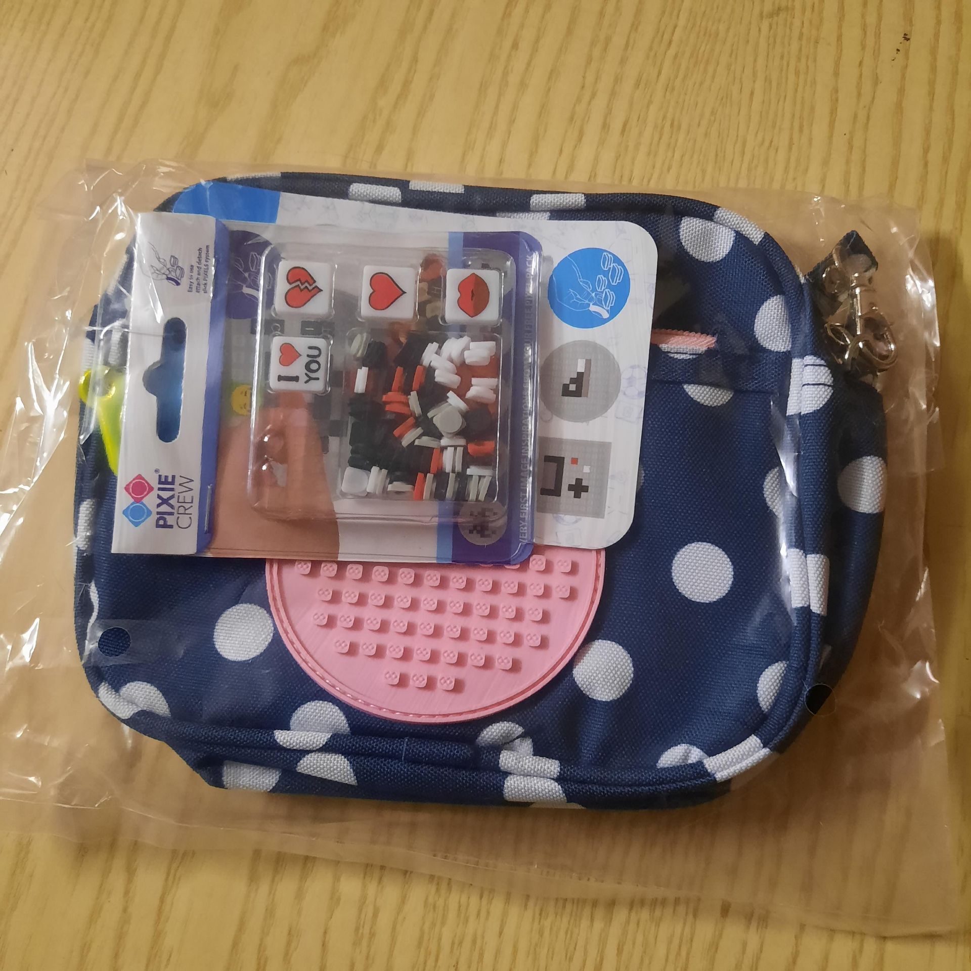 X 2 BRAND NEW PIXIE CREW SHOULD BAG BLUE WITH WHITE DOTS & PINK POLKA. RRP £26.96