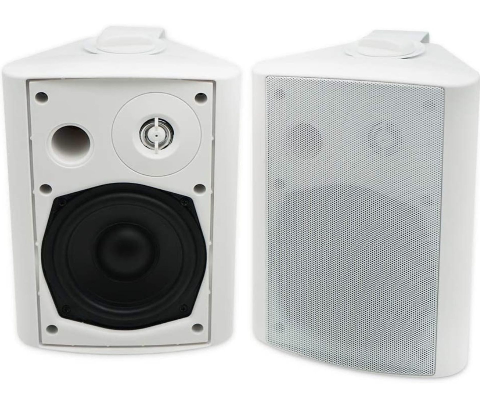 BRAND NEW SET OF HERDIO 300 WATT 6.5 INCH INDOOR & OUTDOOR SPEAKERS, SILVER AND ANTI-RUST