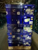 Pallet of 70 x used Blue Solid industrial storage containers/tote boxes from M&S.