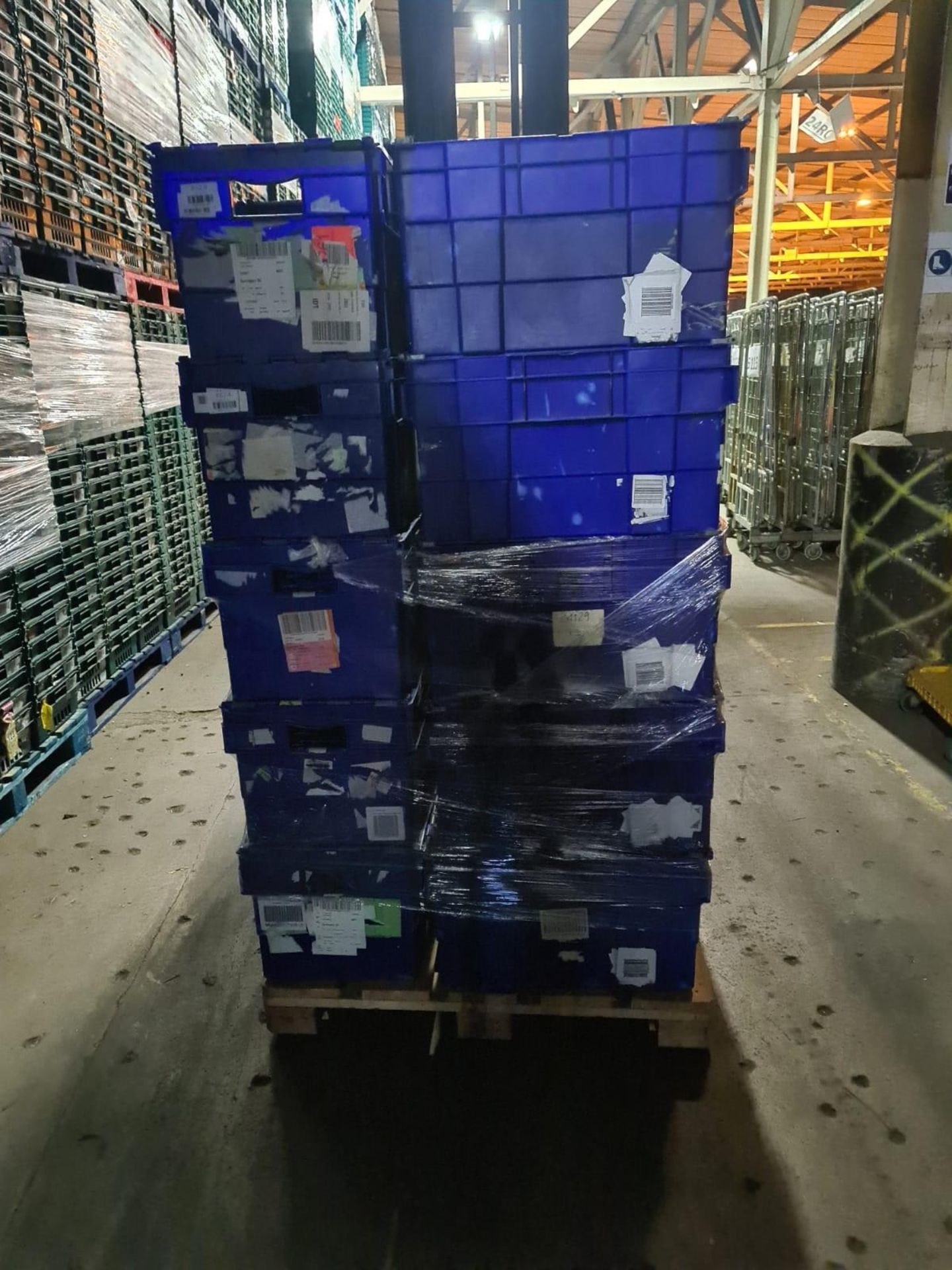 Pallet of 70 x used Blue Solid industrial storage containers/tote boxes from M&S. - Image 4 of 4