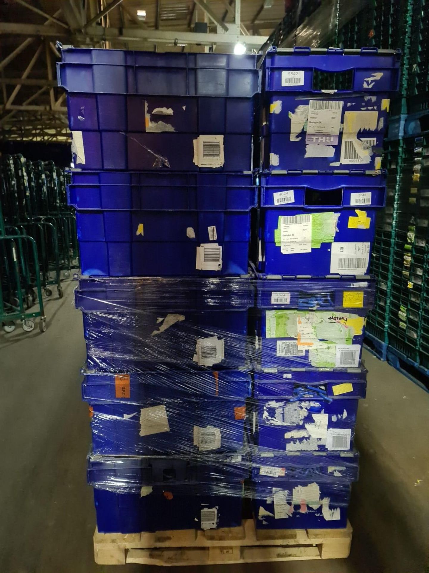 Pallet of 70 x used Blue Solid industrial storage containers/tote boxes from M&S. - Image 3 of 4