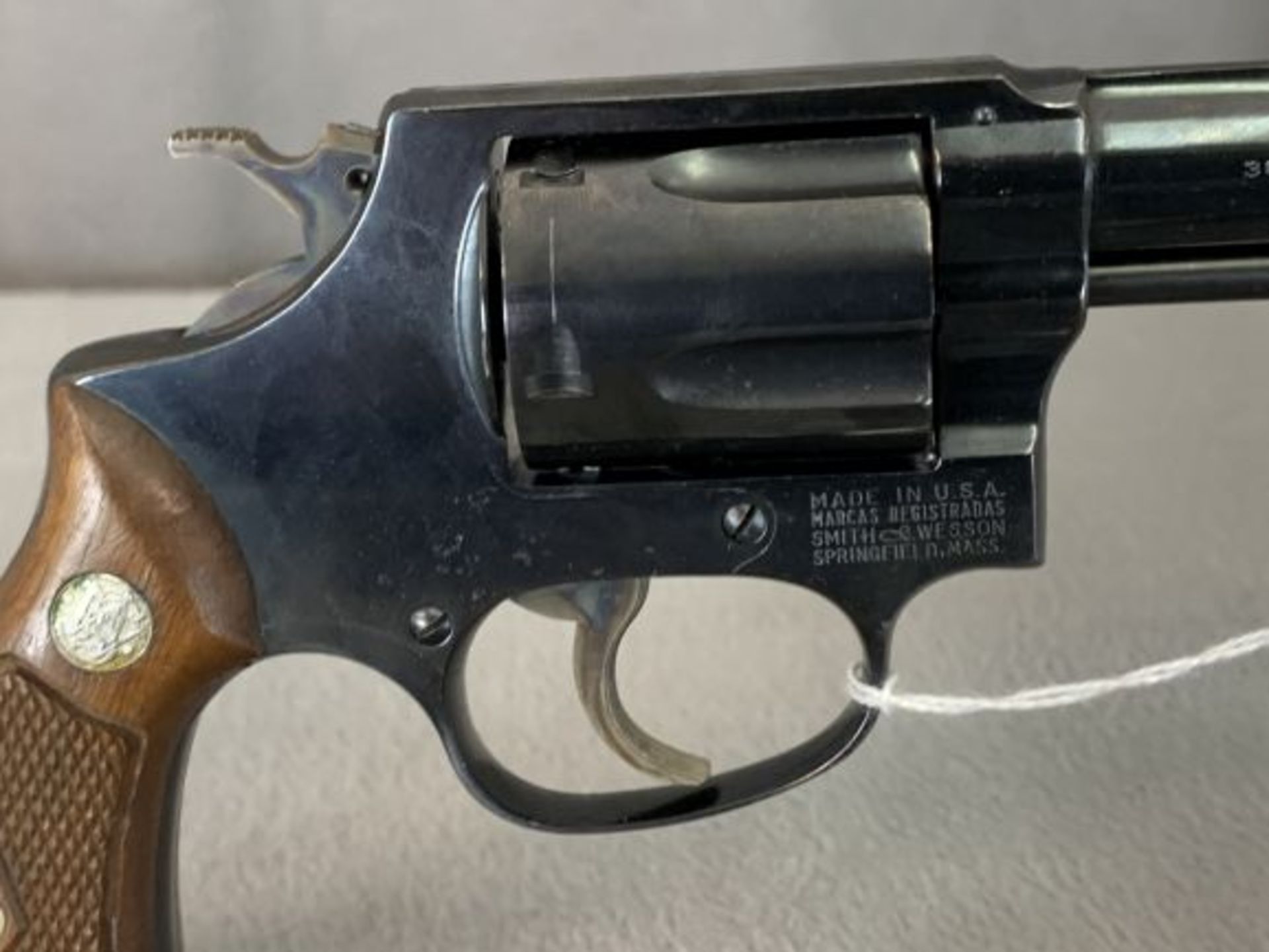 13. S&W Mod. 36 .38S&W 5-Shot Revolver, Diamond Grips, Pinned & Recessed Barrel SN: 434593 - Image 9 of 11