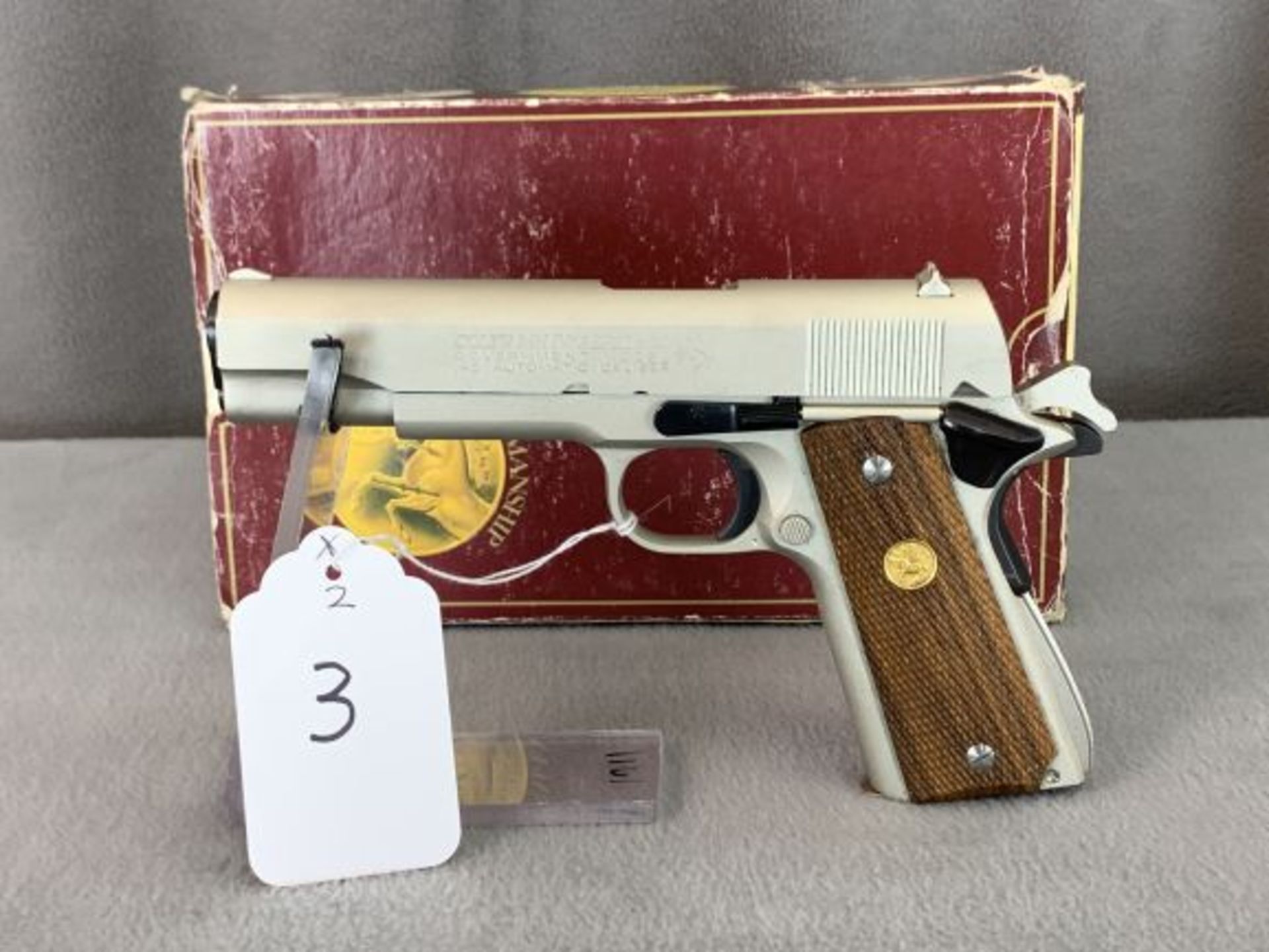 3. Colt 1911 Mk 4 Series 70 Government Model 5" Barrel .45 Auto E-Nickel Finish w/ Orig Box, SN: