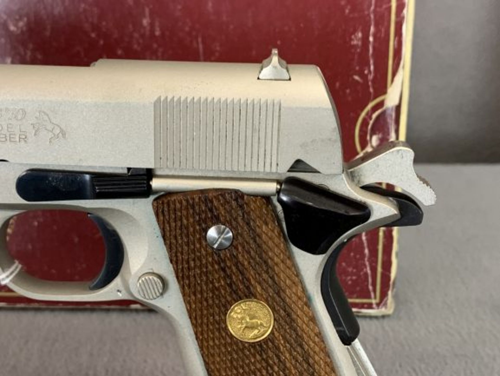 3. Colt 1911 Mk 4 Series 70 Government Model 5" Barrel .45 Auto E-Nickel Finish w/ Orig Box, SN: - Image 3 of 13