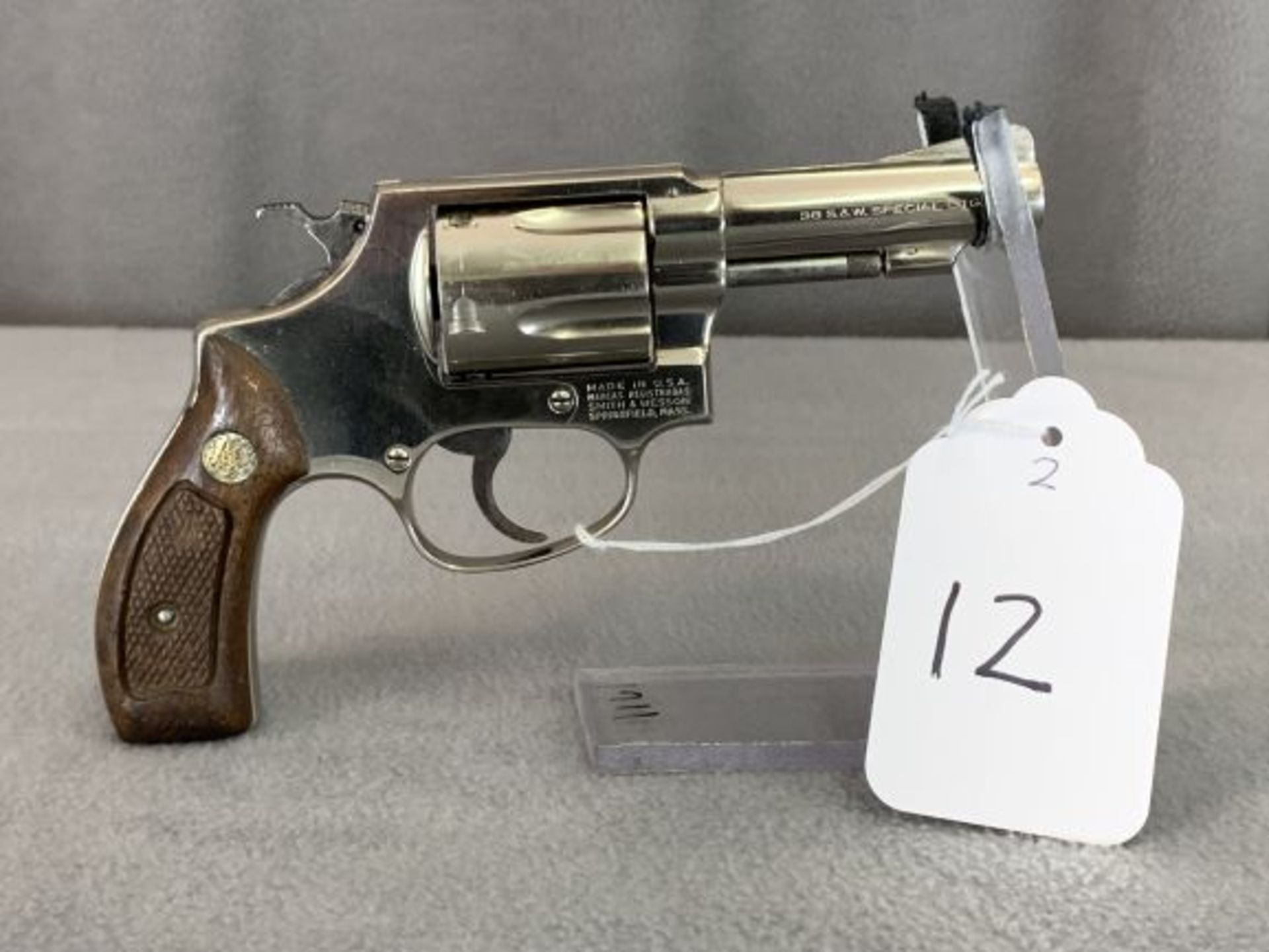 12. S&W Mod. 36 .38S&W 5-Shot Revolver, Nickel Finish, Pinned & Recessed Barrel SN: J214403 - Image 7 of 10