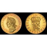 IV: Coins of Oliver Cromwell, Pattern Broad of 20 Shillings, 1656, by T. Simon, in gold, from the