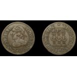 IV: Coins of Oliver Cromwell, Farthing, undated, by D. Ramage, from the same obv. die as previous,