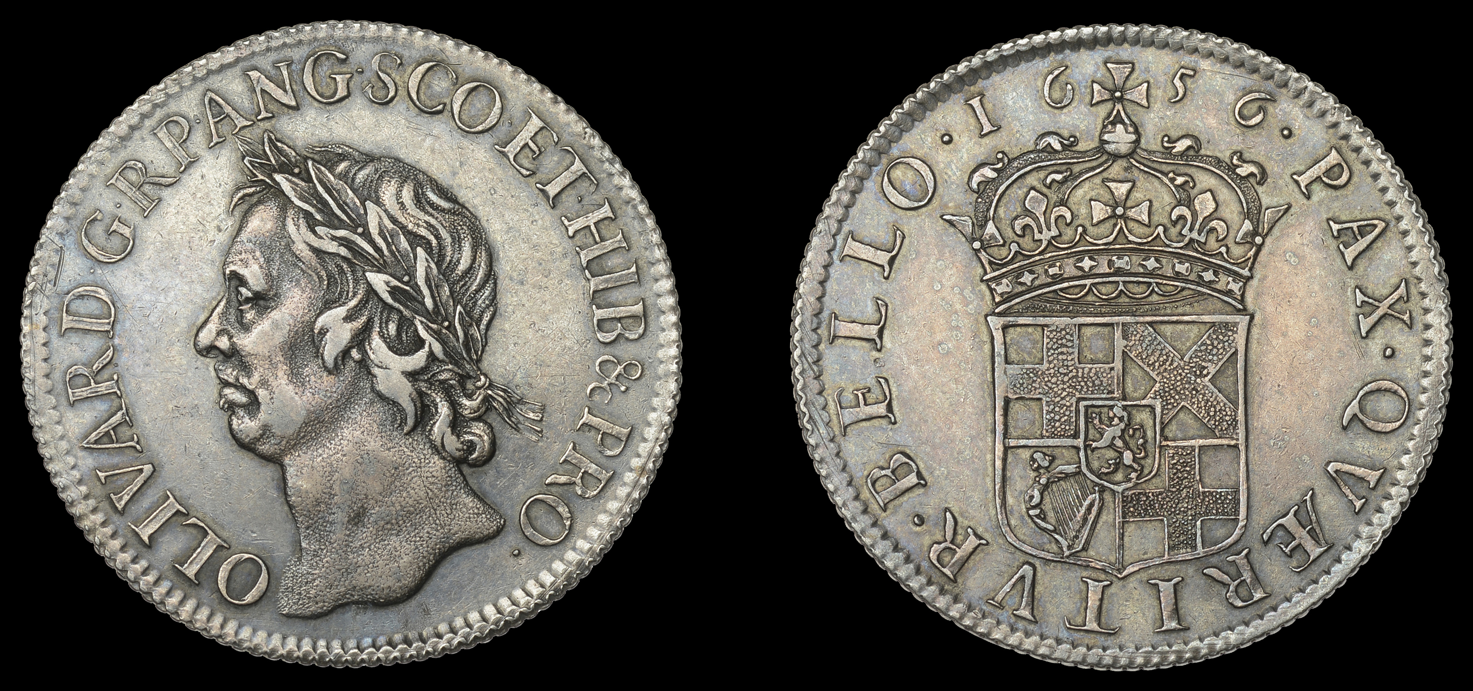 IV: Coins of Oliver Cromwell, Pattern or Trial Broad of 20 Shillings, 1656, by T. Simon, in