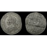 IV: Coins of Oliver Cromwell, Halfcrown, 1656, an obverse trial strike in lead, laureate bust