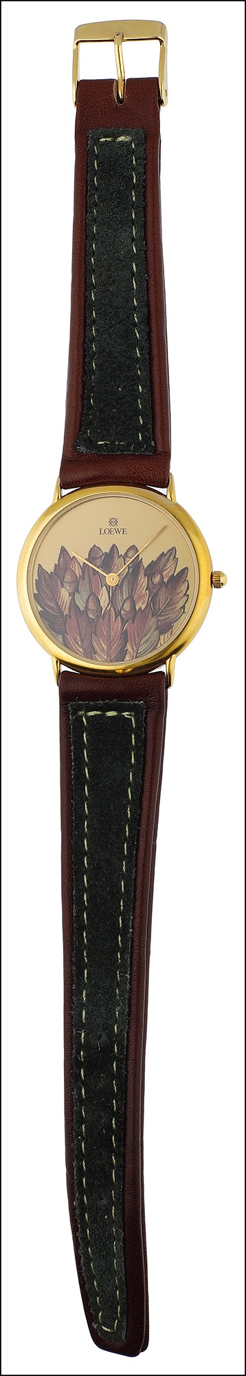 A gilt metal lady’s quartz wristwatch retailed by Loewe, the circular signed champagne-coloured dial - Image 2 of 3