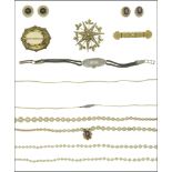 A collection of jewellery, comprising a citrine and seed pearl brooch, circa 1900, a seed pearl star