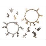 A 9ct gold Disney themed charm bracelet, the ropetwist chain bracelet, bearing partial hallmark,