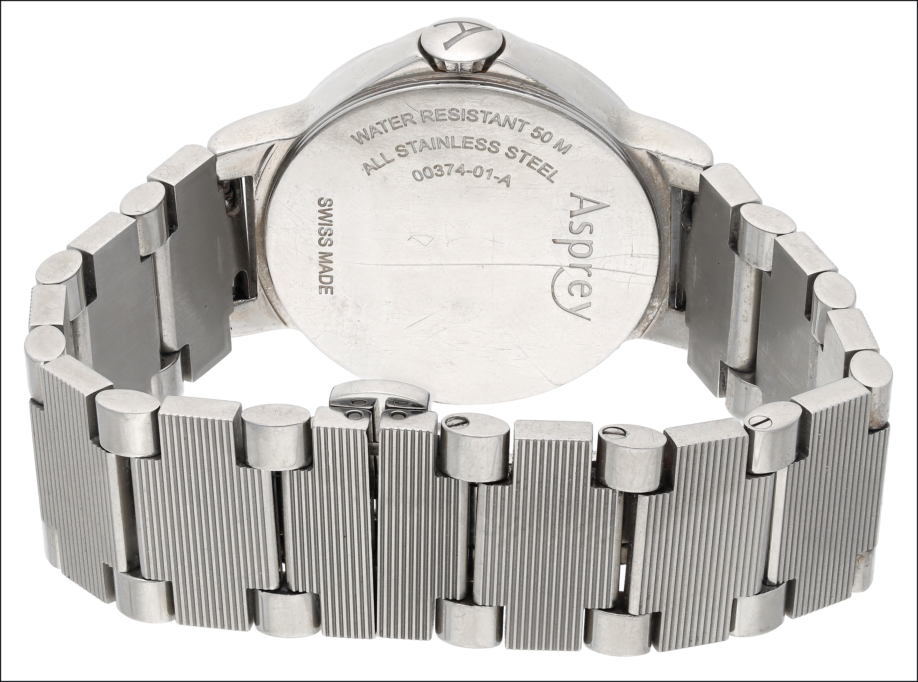 A stainless steel No 8 calendar quartz wristwatch retailed by Asprey, the circular silvered dial - Image 3 of 3