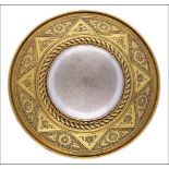 A Victorian circular gold and rock crystal brooch, the central rock crystal cabochon within collet