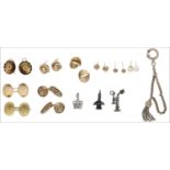 A collection of assorted jewellery, including a pair of cufflinks, a further pair adapted to two