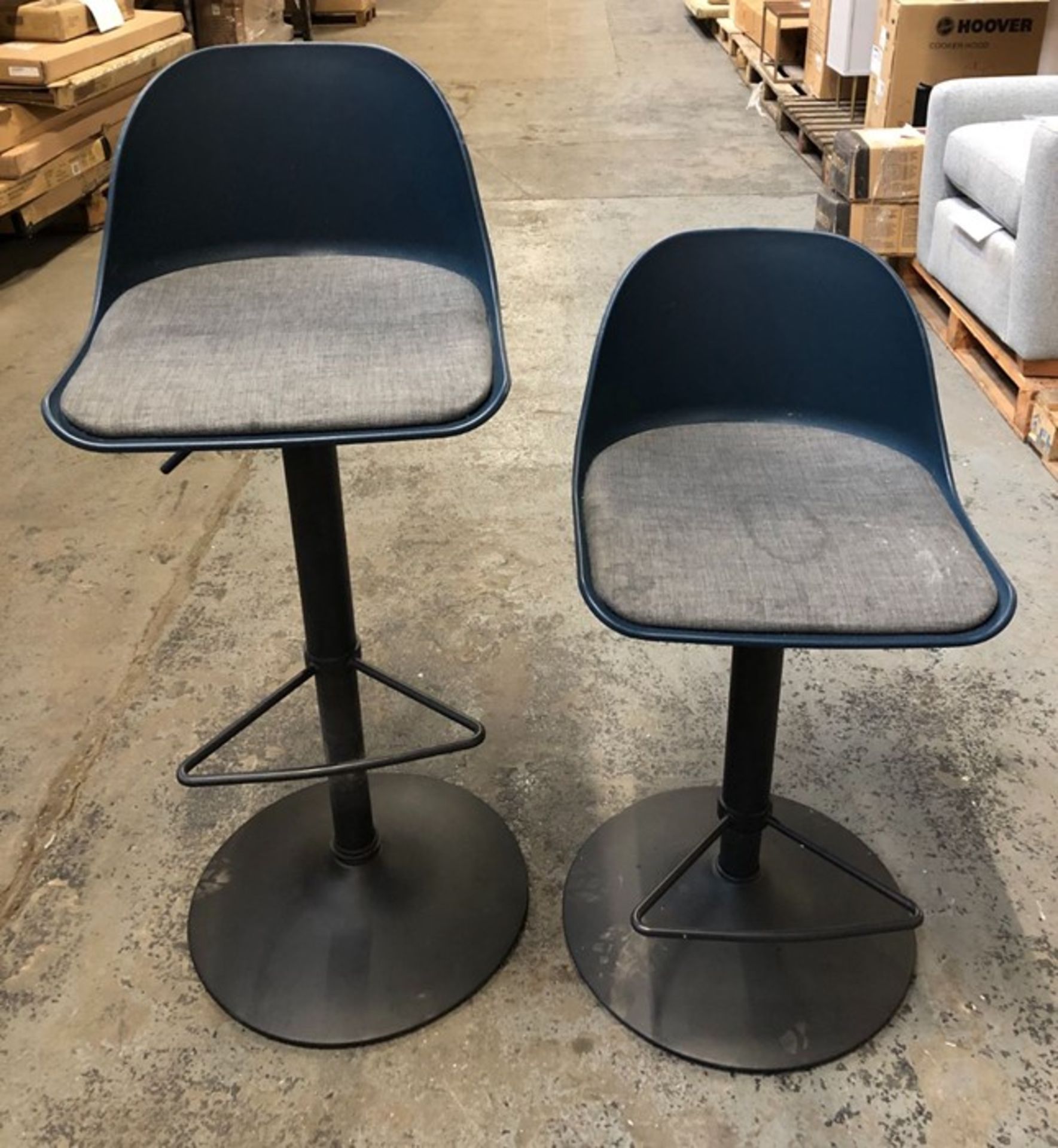 2 x HOUSE BY JOHN LEWIS WHISTLER GAS LIFT ADJUSTABLE BAR STOOLS