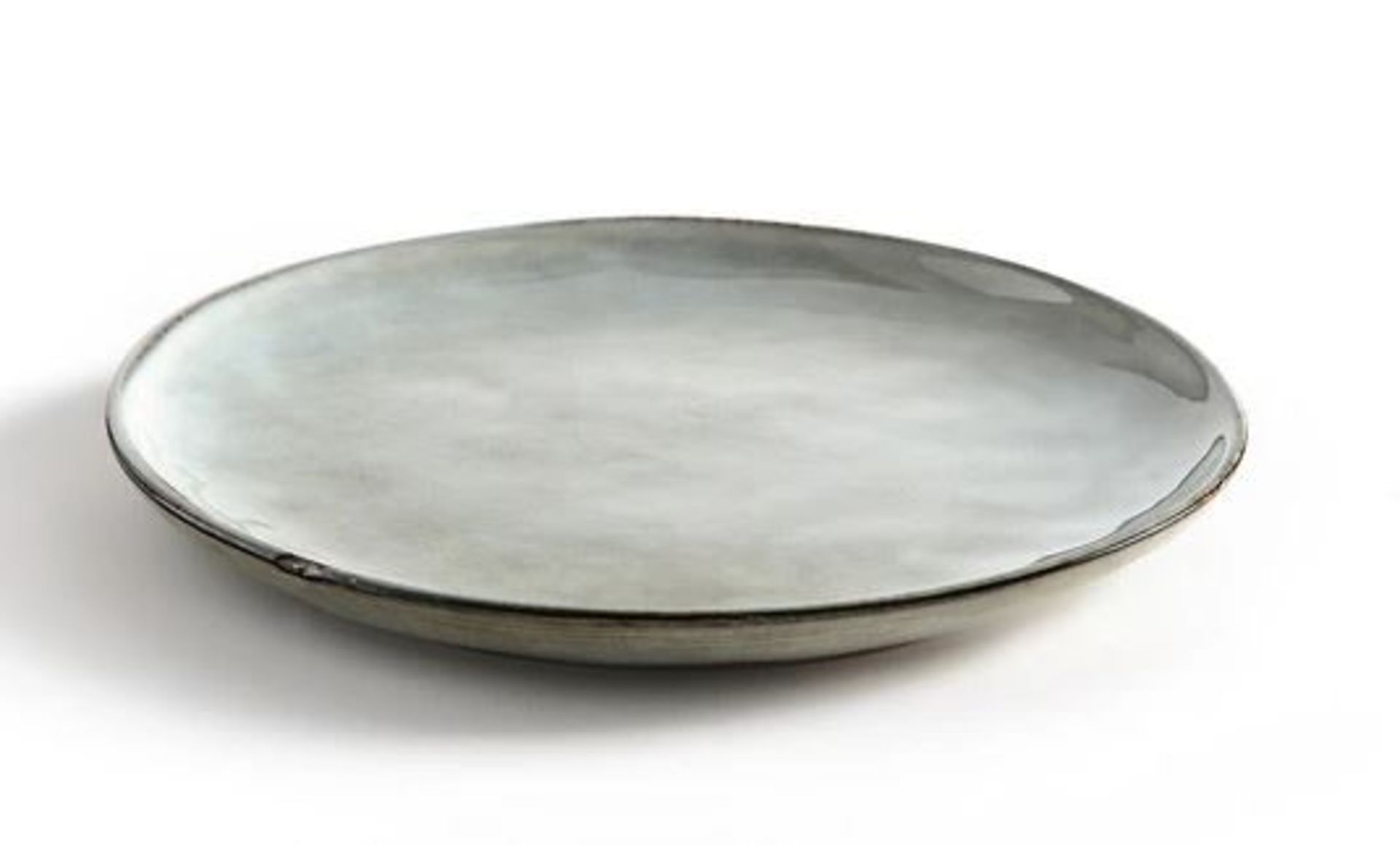 1 X SET OF 4 HORCIAG STONEWARE DESSERT PLATES IN GREY-GREEN / RRP £40.00 / GRADE A