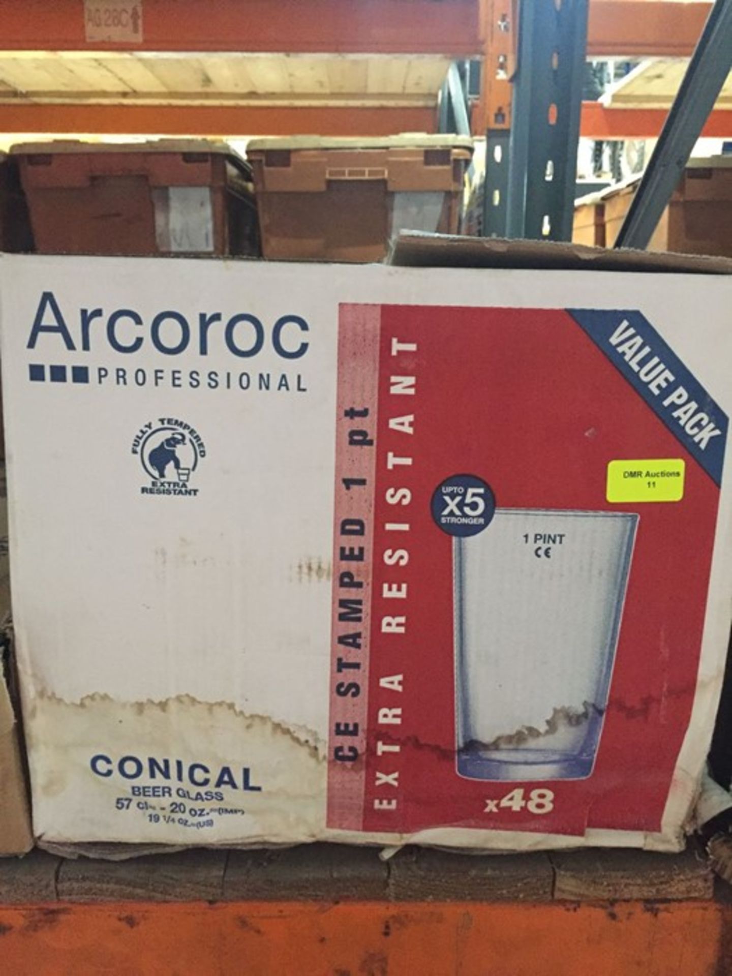 1 LOT TO CONTAIN A BOX OF 48 X ARCOROC PROFESSIONAL CONICAL BEER GLASSES 57CL