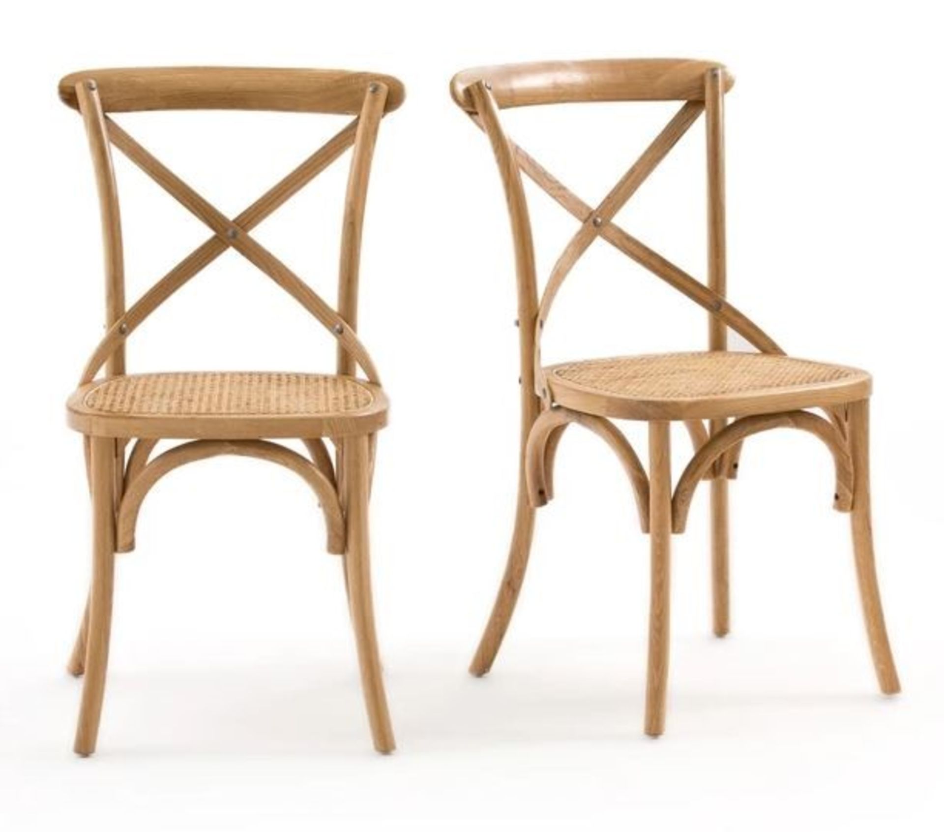 CHDAK OAK & RATTAN CHAIRS (Set of 2) / GRADE A LIKE NEW / RRP £285.00