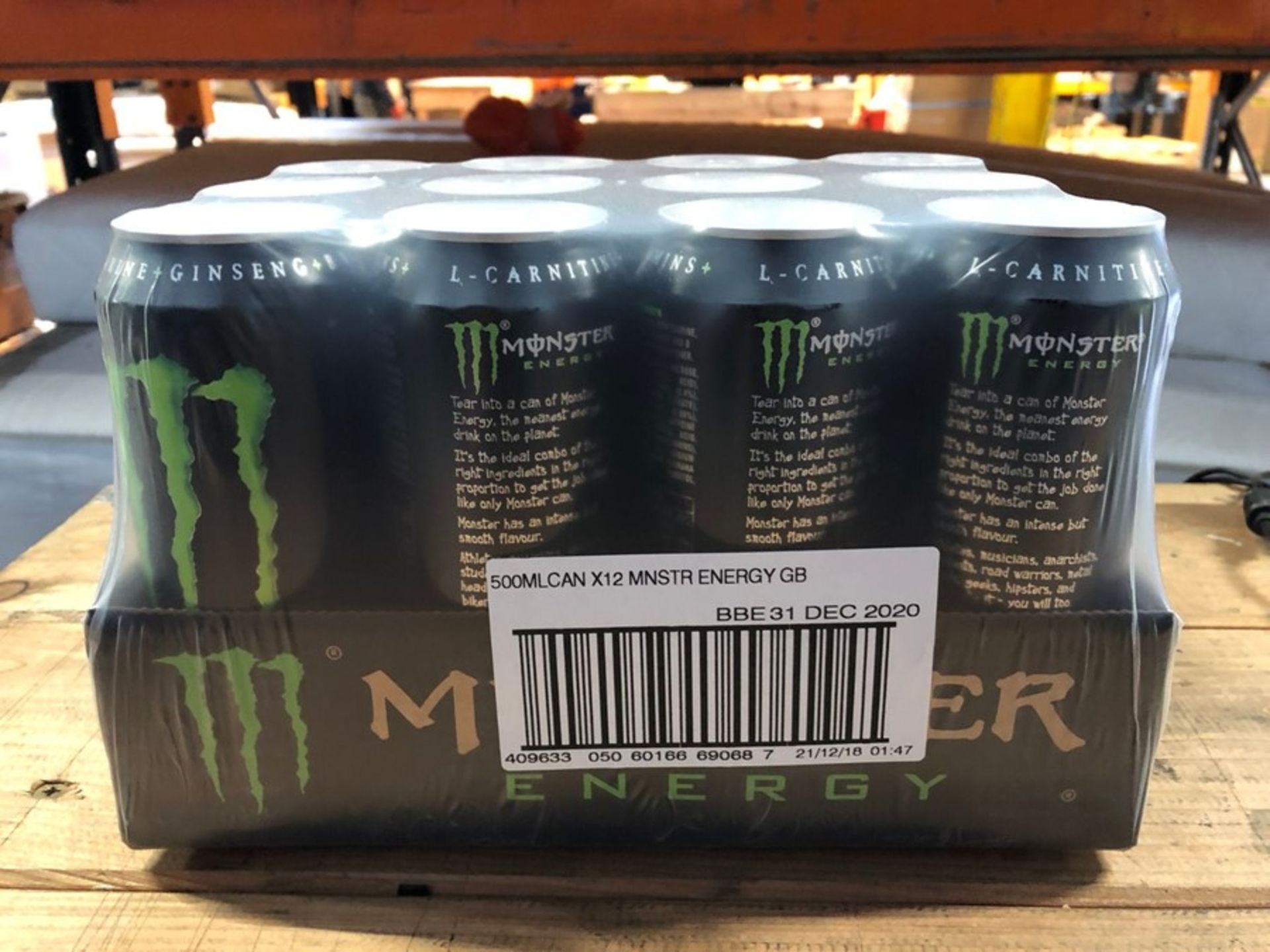 2 X 12 500ML CANS OF MONSTER ENERGY DRINKS / BBE 31 DEC 2020