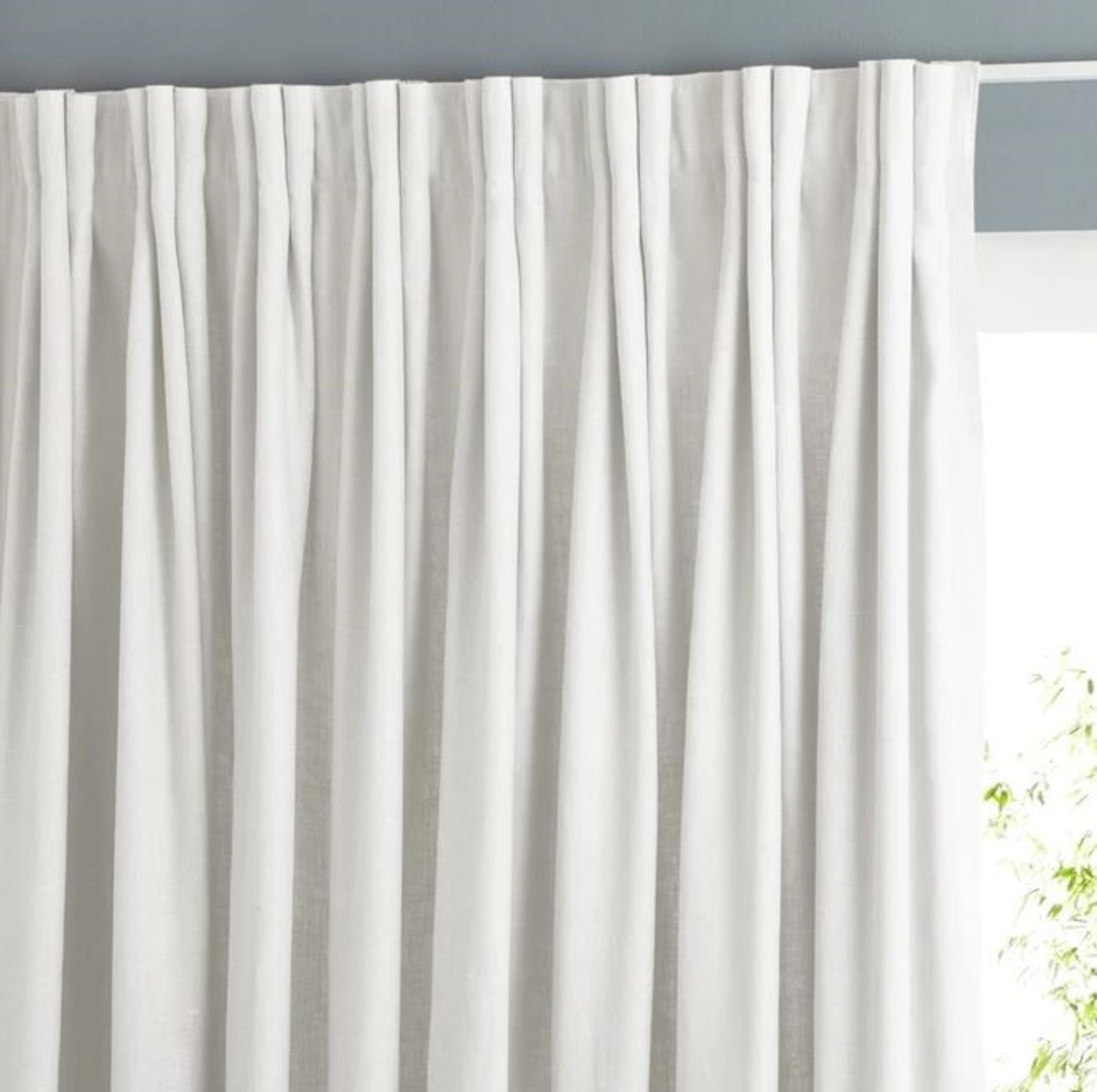 AM.PM COLIN SINGLE PURE LINEN LINED CURTAIN WITH PINCH PLEATS - WHITE / SIZE: W420 X D350CM / RRP £