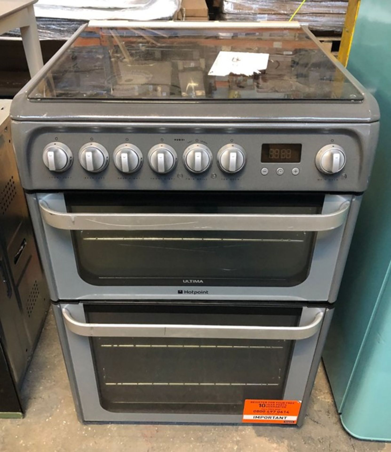 HOTPOINT ULTIMA 60CM DUAL FUEL COOKER - HUD61GS / RRP £439.00 / CONDITION REPORT: UNTESTED