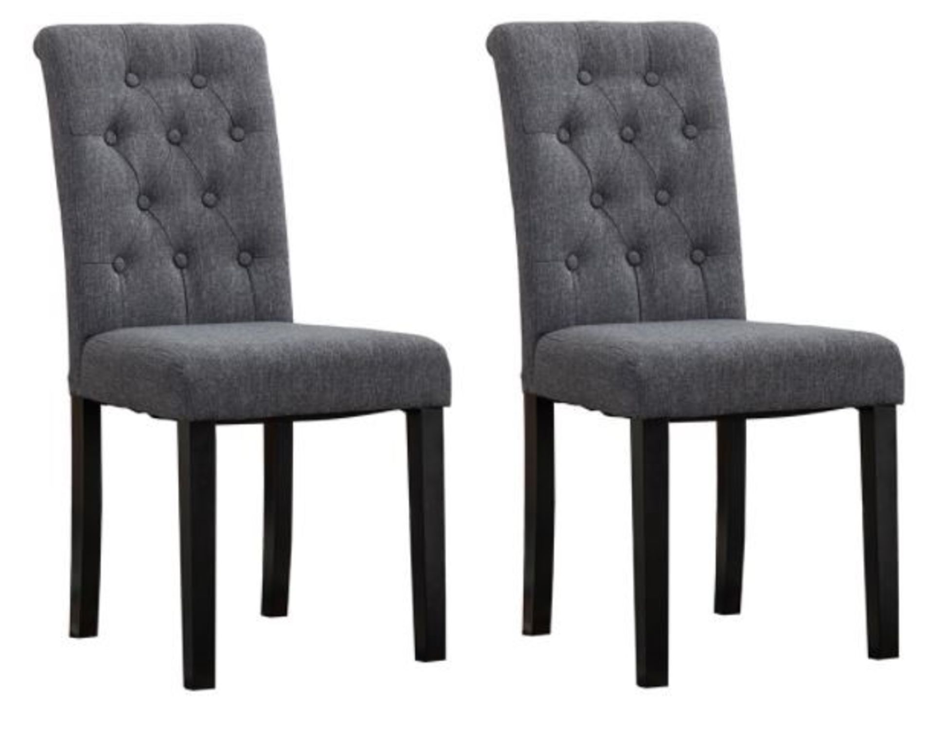 ONE LOT TO CONTAIN ONE SET OF 2 FABIO FABRIC DINING CHAIRS IN GREY / GRADE A / LIKE NEW / RRP £60.