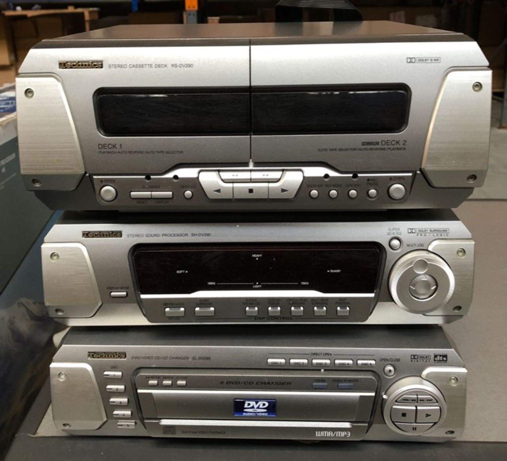 3 X TECHNICS ELECTRONIC PRODUCTS / INCLUDING: 1 X CD/DVD PLAYER, 1 X STEREO SYSTEM AND 1 X