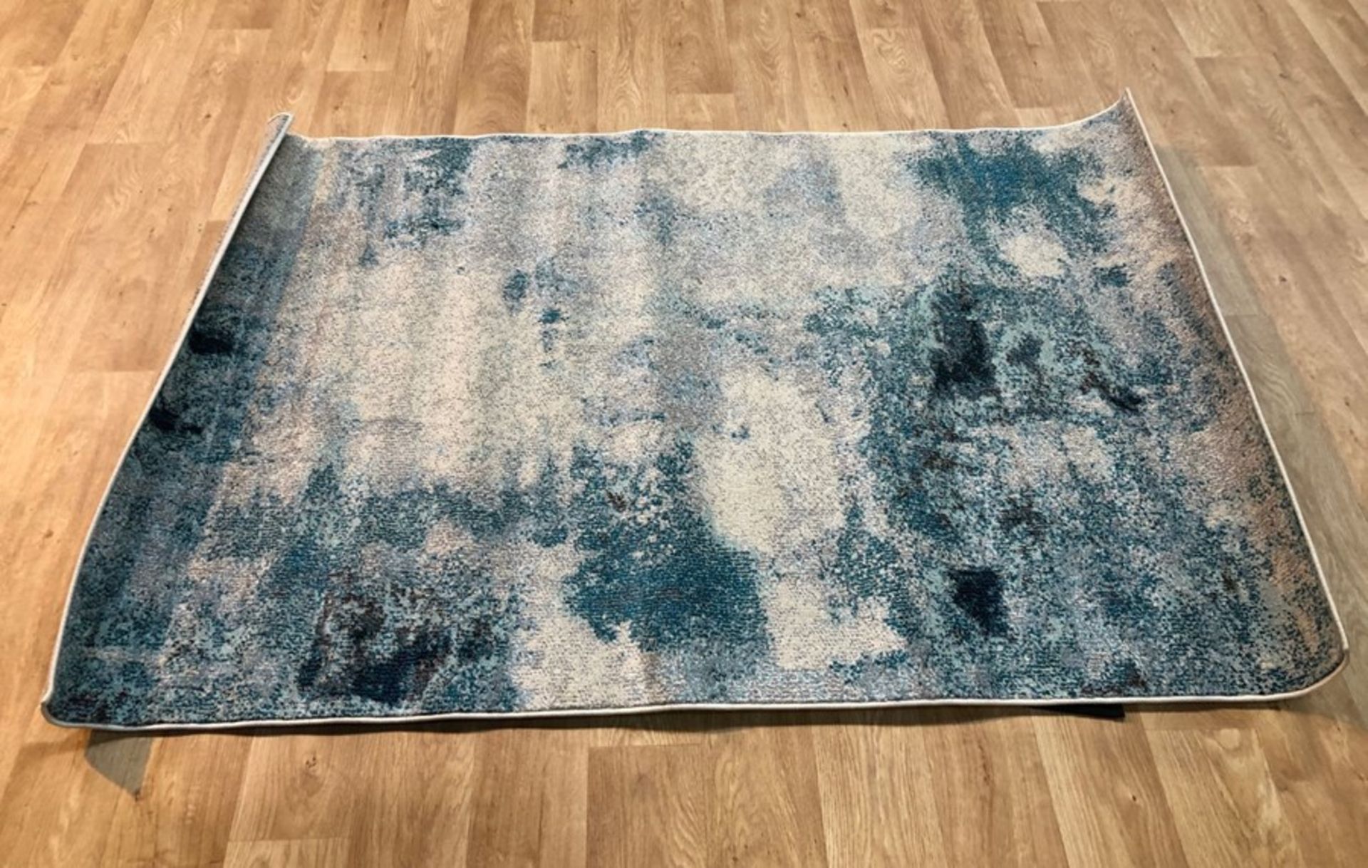 DENZEL POWER LOOM CREAM/BLUE RUG / SIZE: 122 X 183CM BY WORLD MENAGERIE