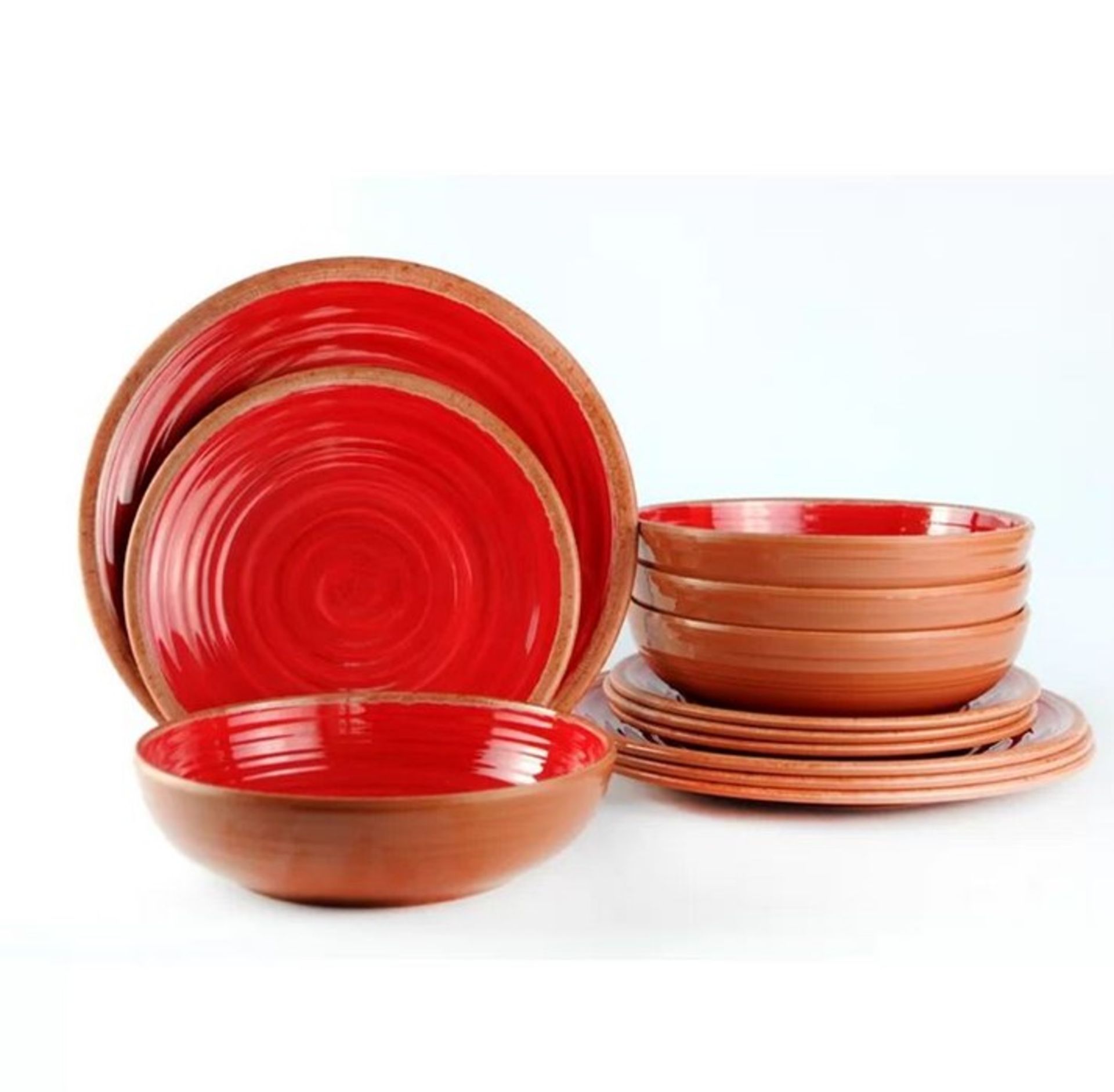 RUSTIC SWIRL 12 PIECE MELAMINE DINNERWARE SET, SERVICE FOR 4