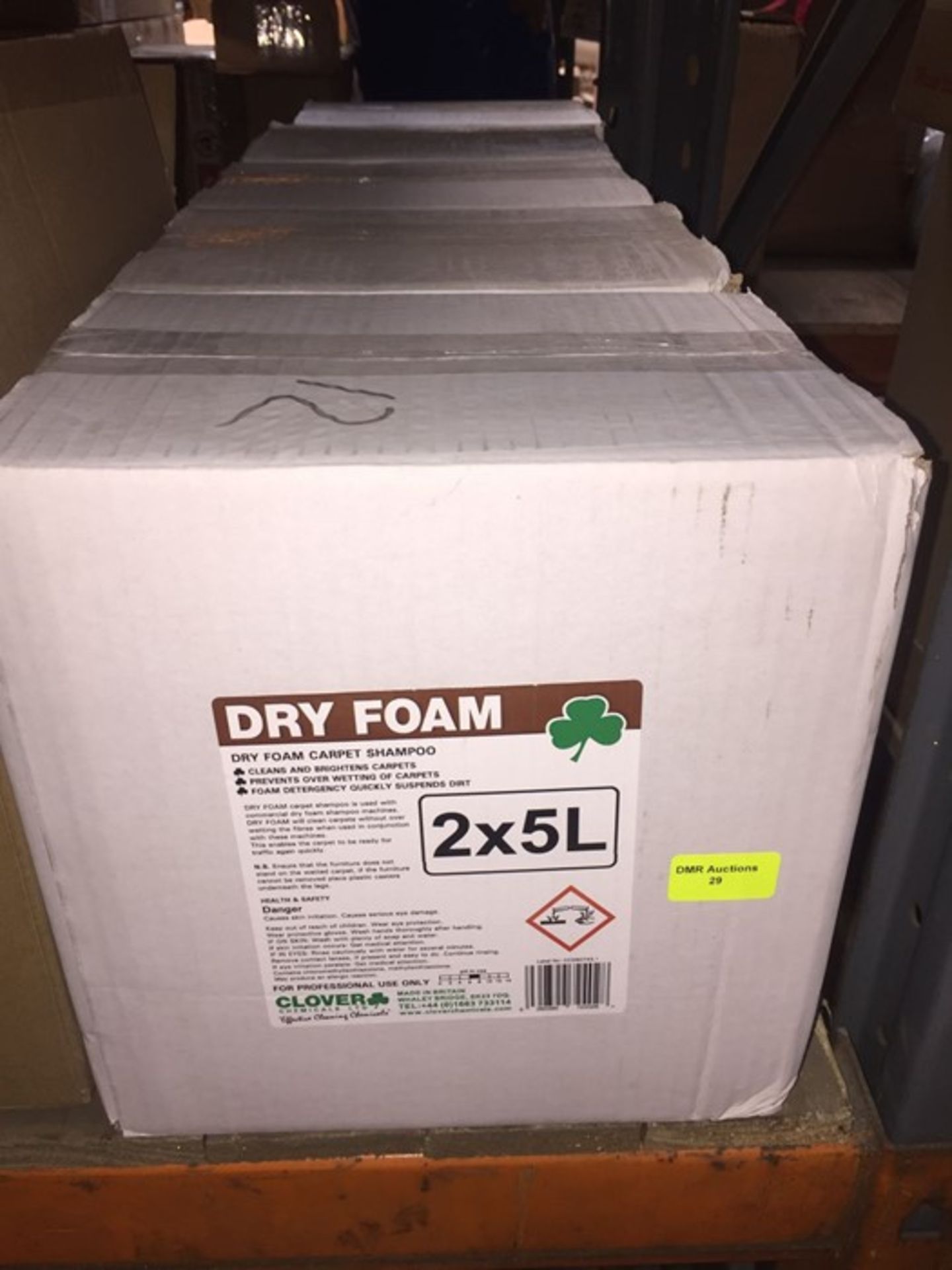 1 LOT TO CONTAIN 5 X BOXES OF DRY FOAM CARPET SHAMPOO, EACH BOX CONTAINS 2 X 5L TUBS, 10 X 5L TUBS