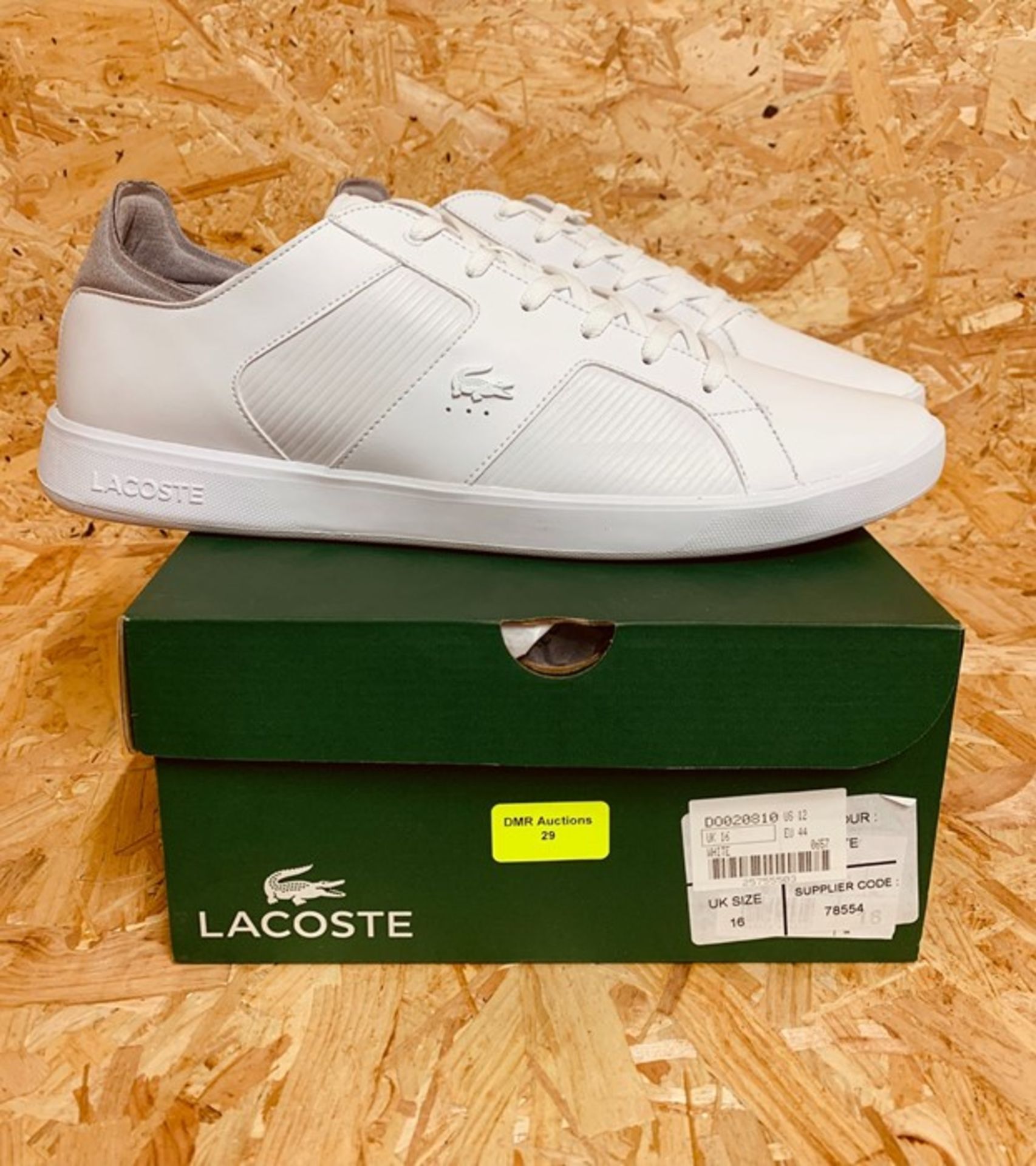 LACOSTE MENS NOVAS 319 TRAINERS - UK SIZE 16/WHITE