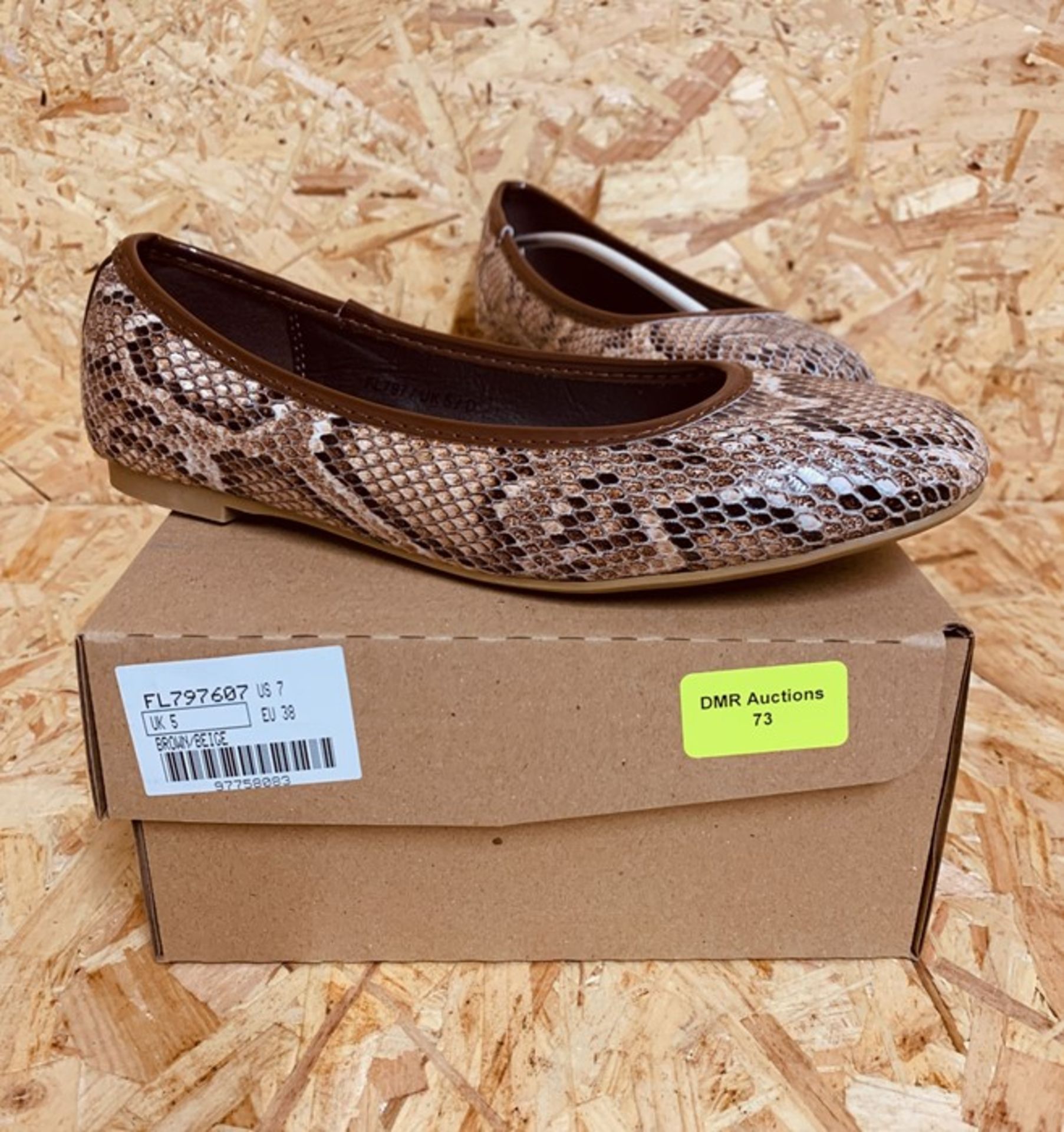 HEAVENLY SOLES LADIES FLAT SHOES - UK SIZE 5/SNAKESKIN