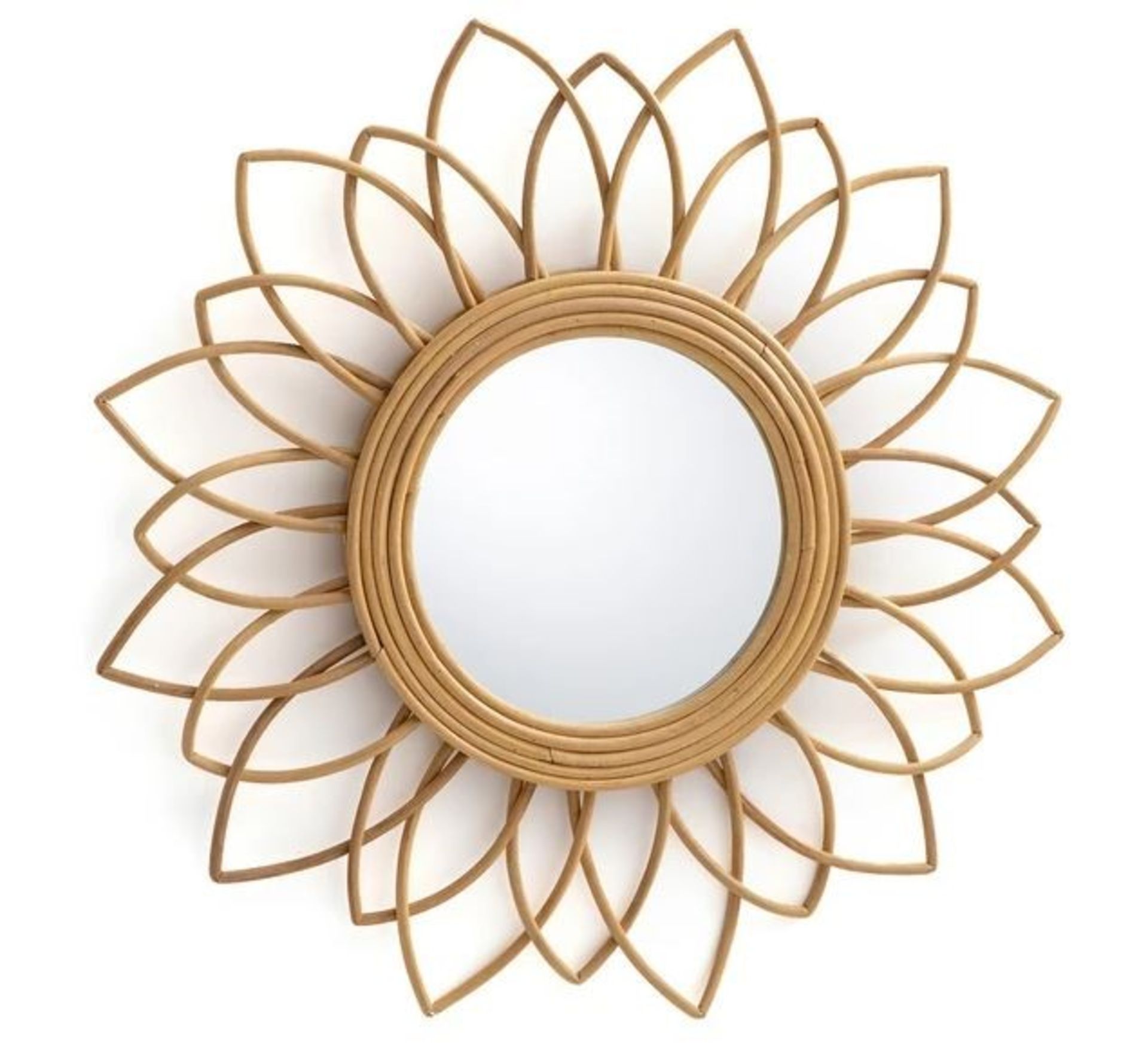 LA REDOUTE NOGU MIRROR WITH FLORAL RATTAN FRAME, 65CM DIAMETER