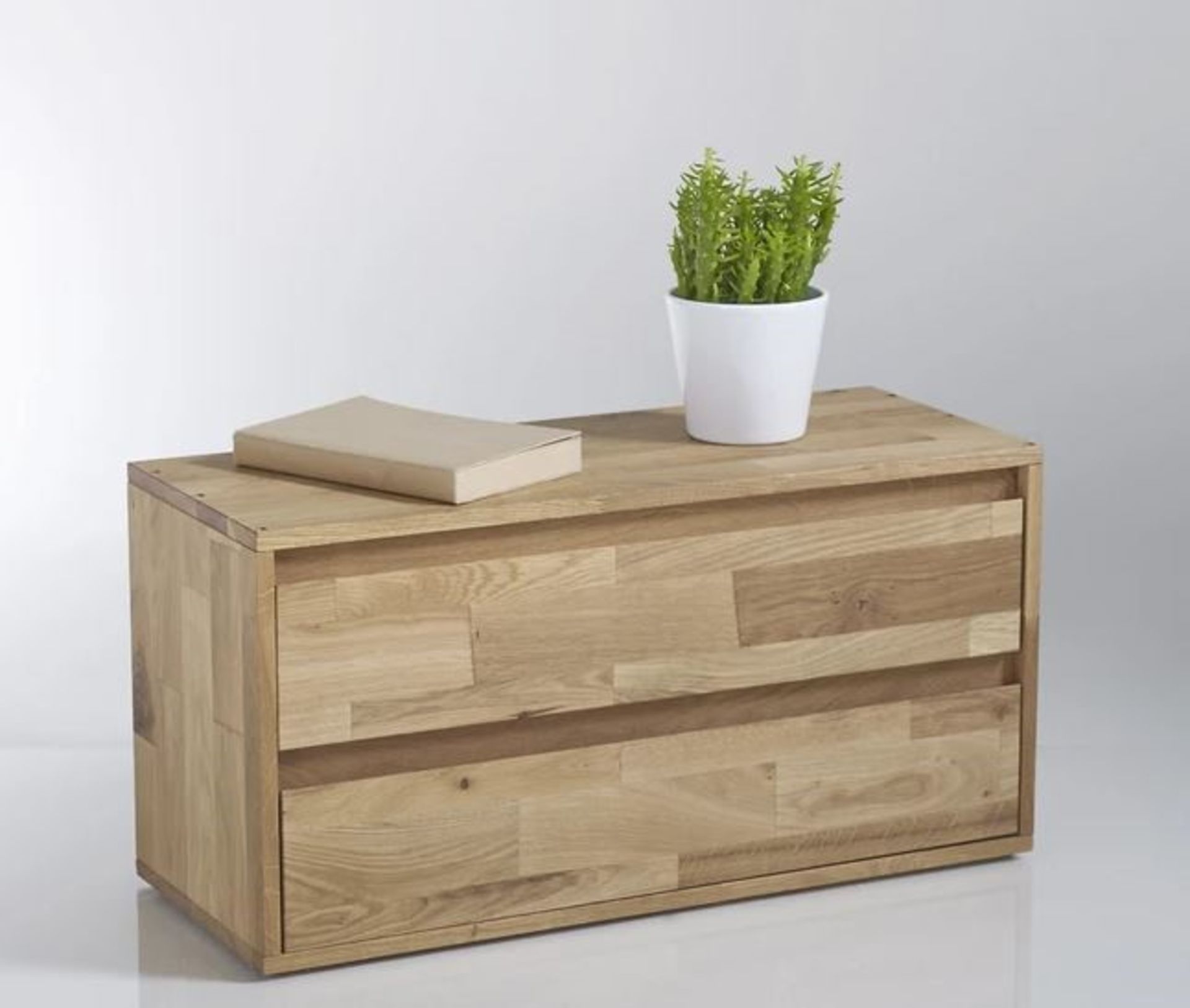 LA REDOUTE EDGAR SOLID OAK 2-DRAWER STORAGE MODULE