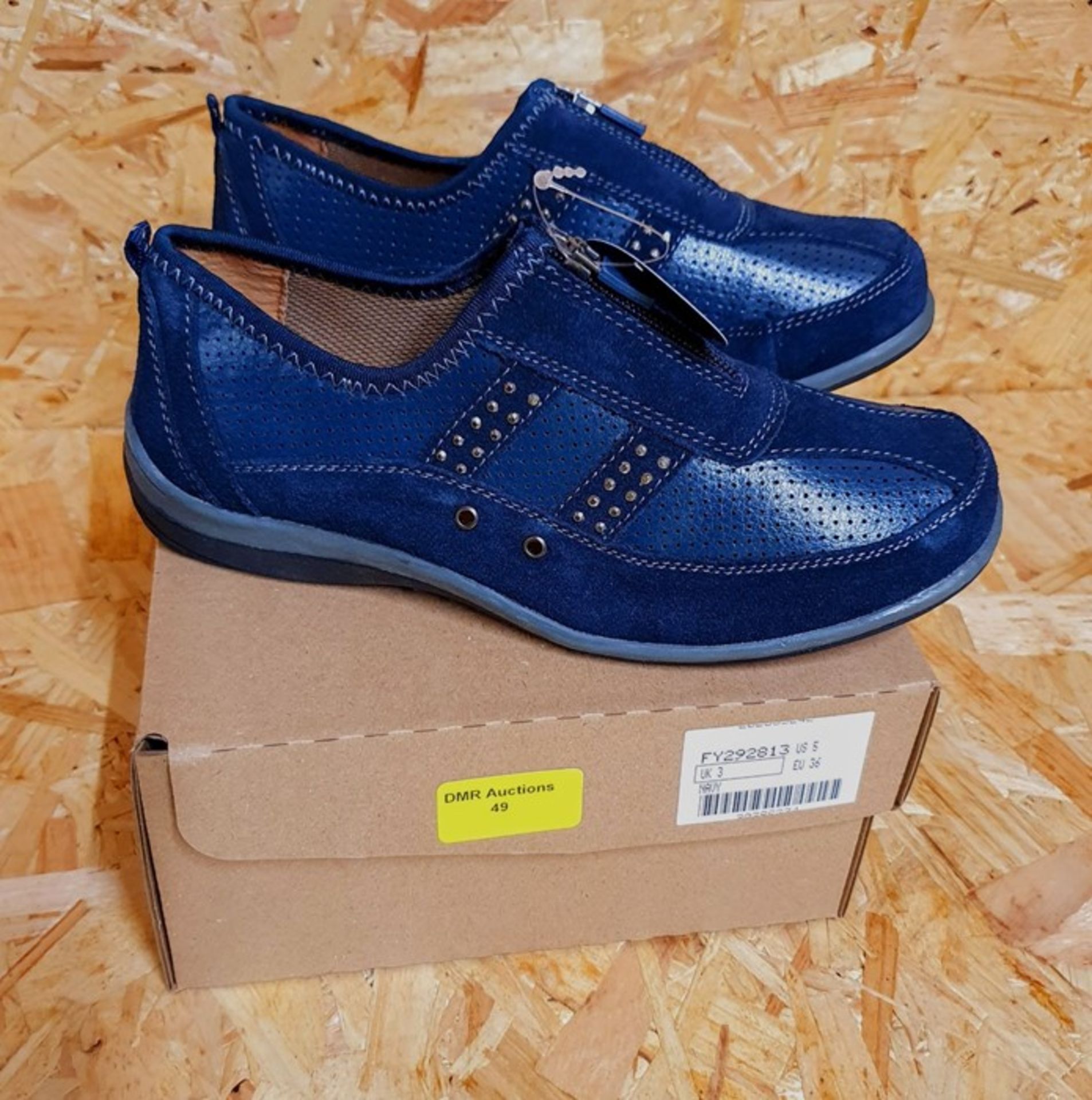 LIFESTYLE BY CUSHION-WALK LADIES LEATHER LEISURE SHOES - UK SIZE 3/NAVY