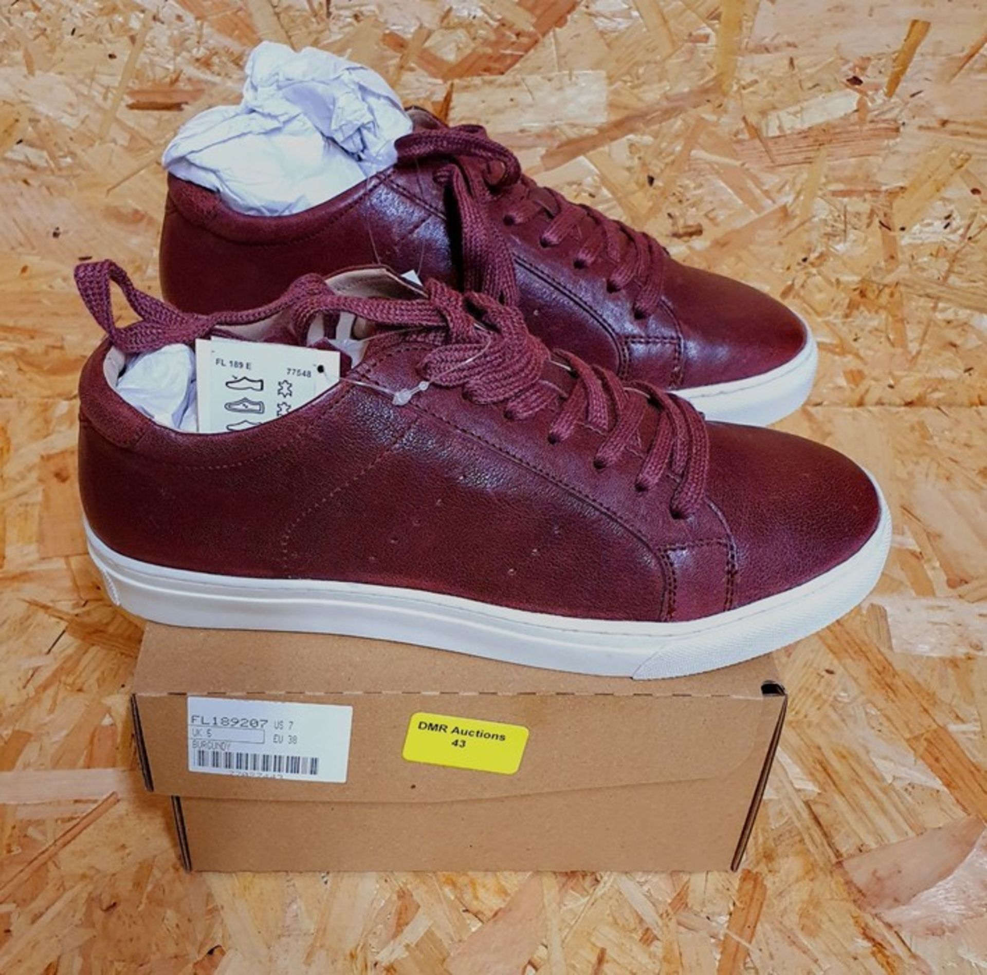 HEAVENLY SOLES LADIES LEATHER SNEAKERS - UK SIZE 5/BURGUNDY