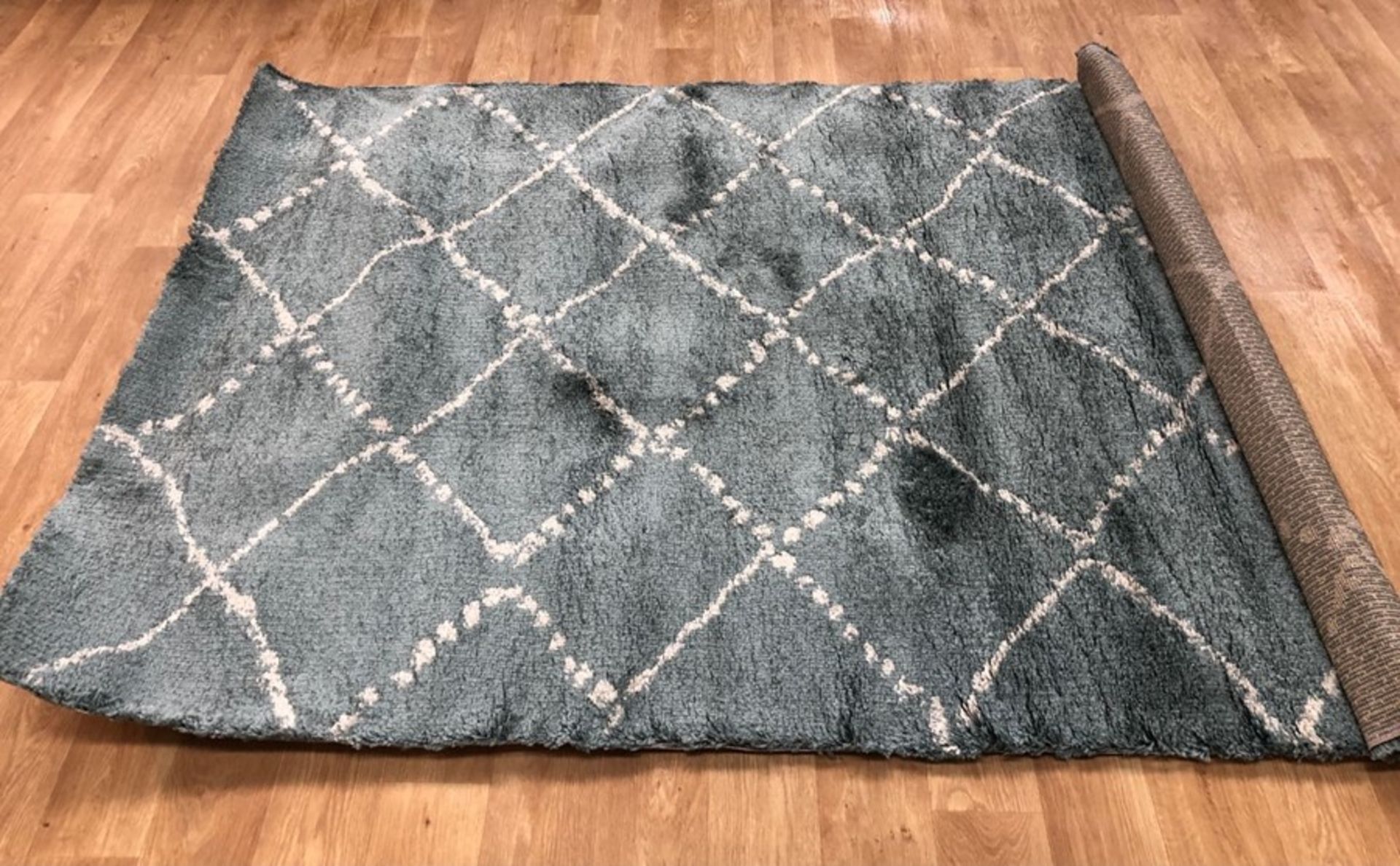 LA REDOUTE BERBER STYLE RUG - TEAL/CREAM / SIZE: 160 X 220cm